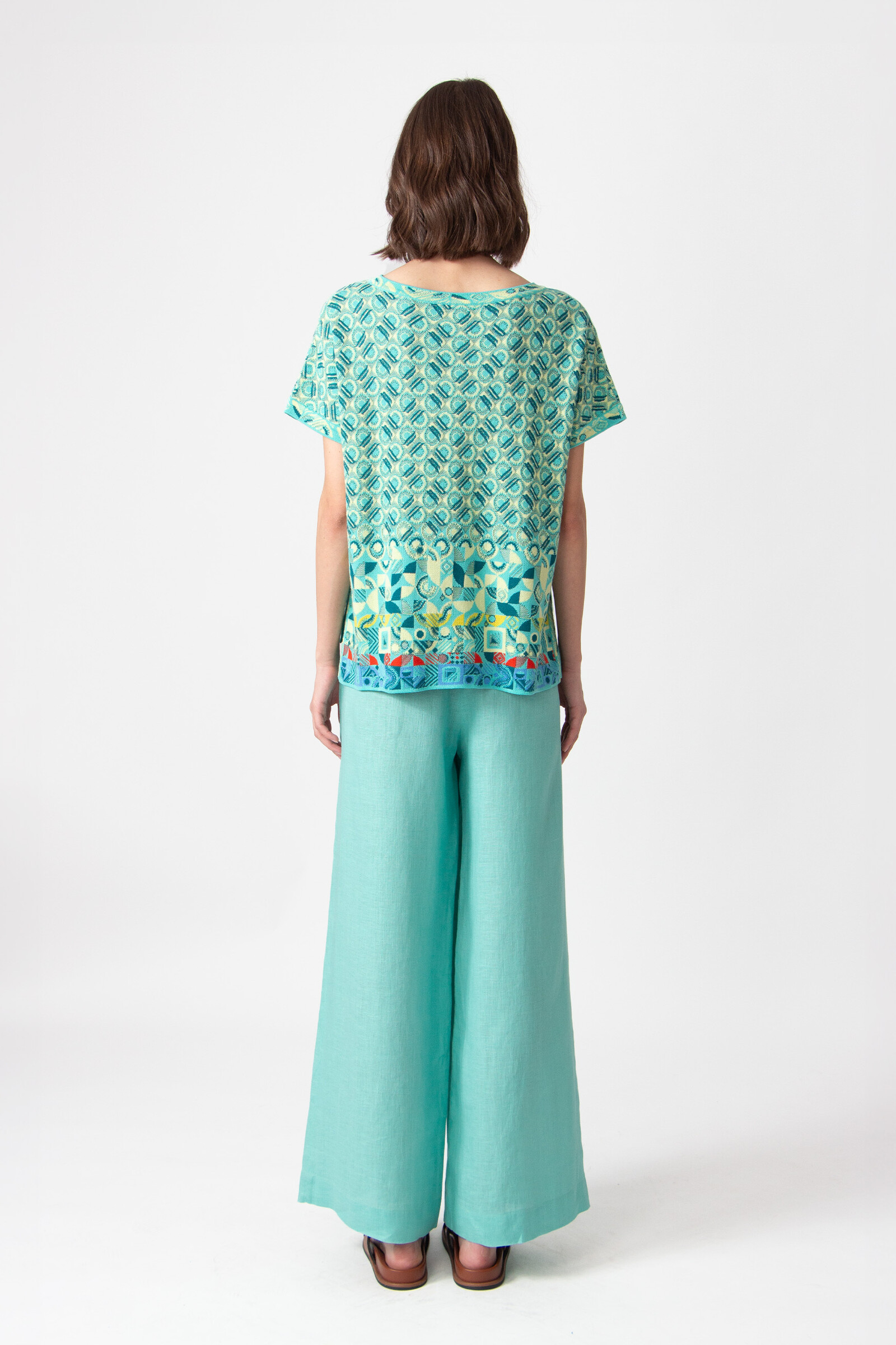 IVKO  Woman IVKO - Sleeveless Pullover Mix & Match Pattern Aqua