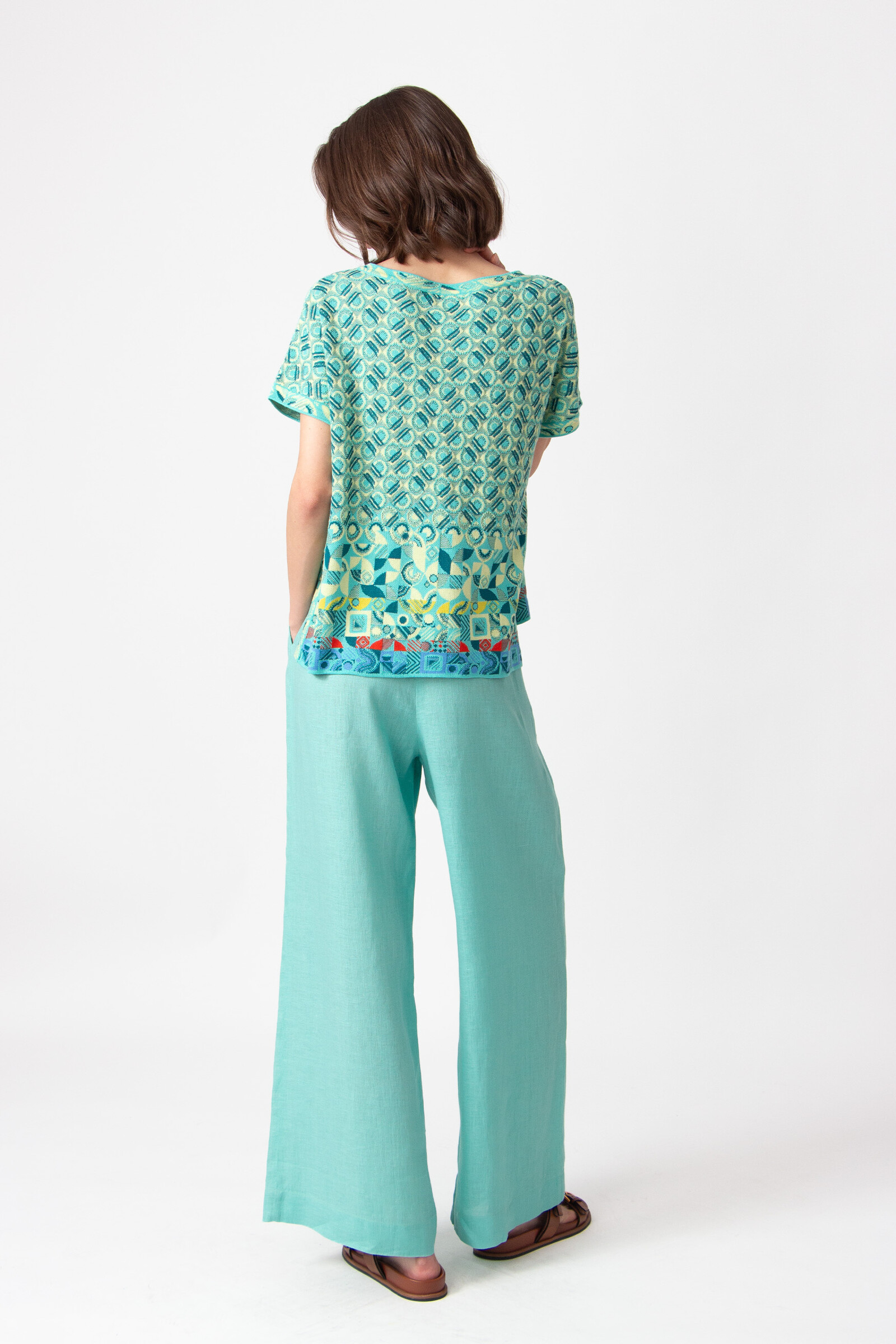 IVKO  Woman IVKO - Sleeveless Pullover Mix & Match Pattern Aqua