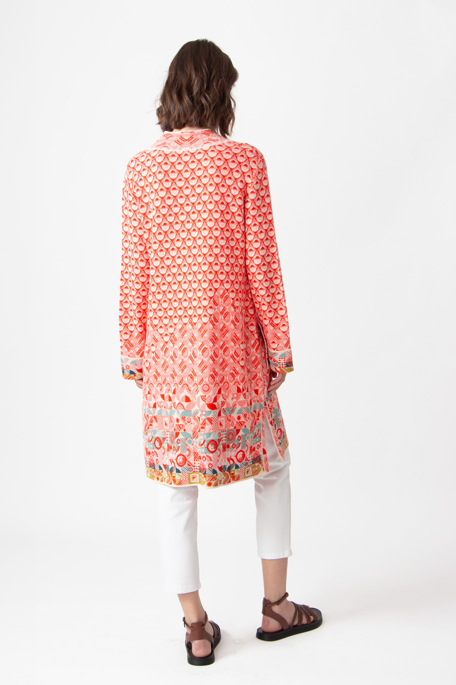 IVKO  Woman IVKO - Jacquard Coatigan Mix & Match Pattern Coral
