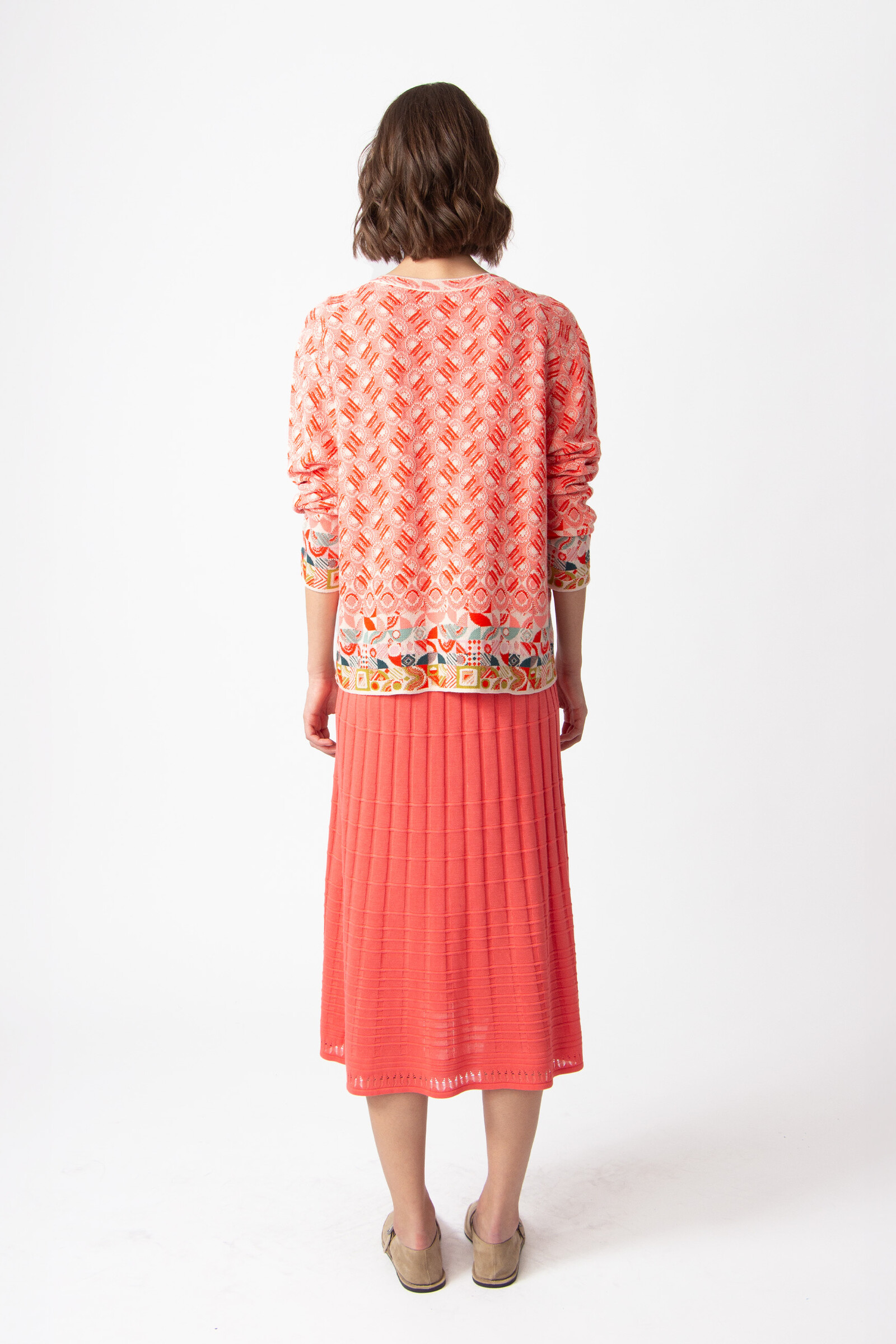 IVKO  Woman IVKO - Jacquard Cardigan Mix & Match Pattern Coral