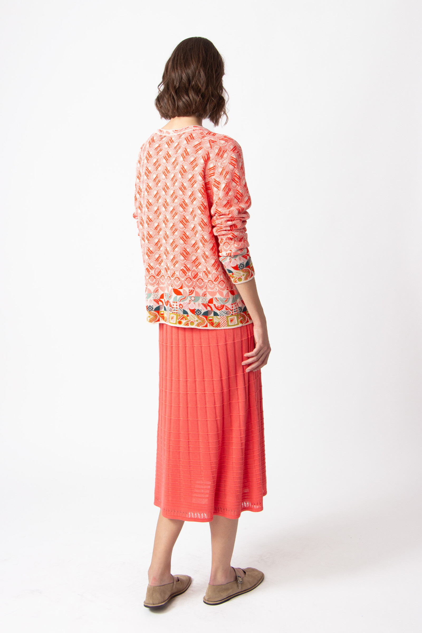 IVKO  Woman IVKO - Jacquard Cardigan Mix & Match Pattern Coral