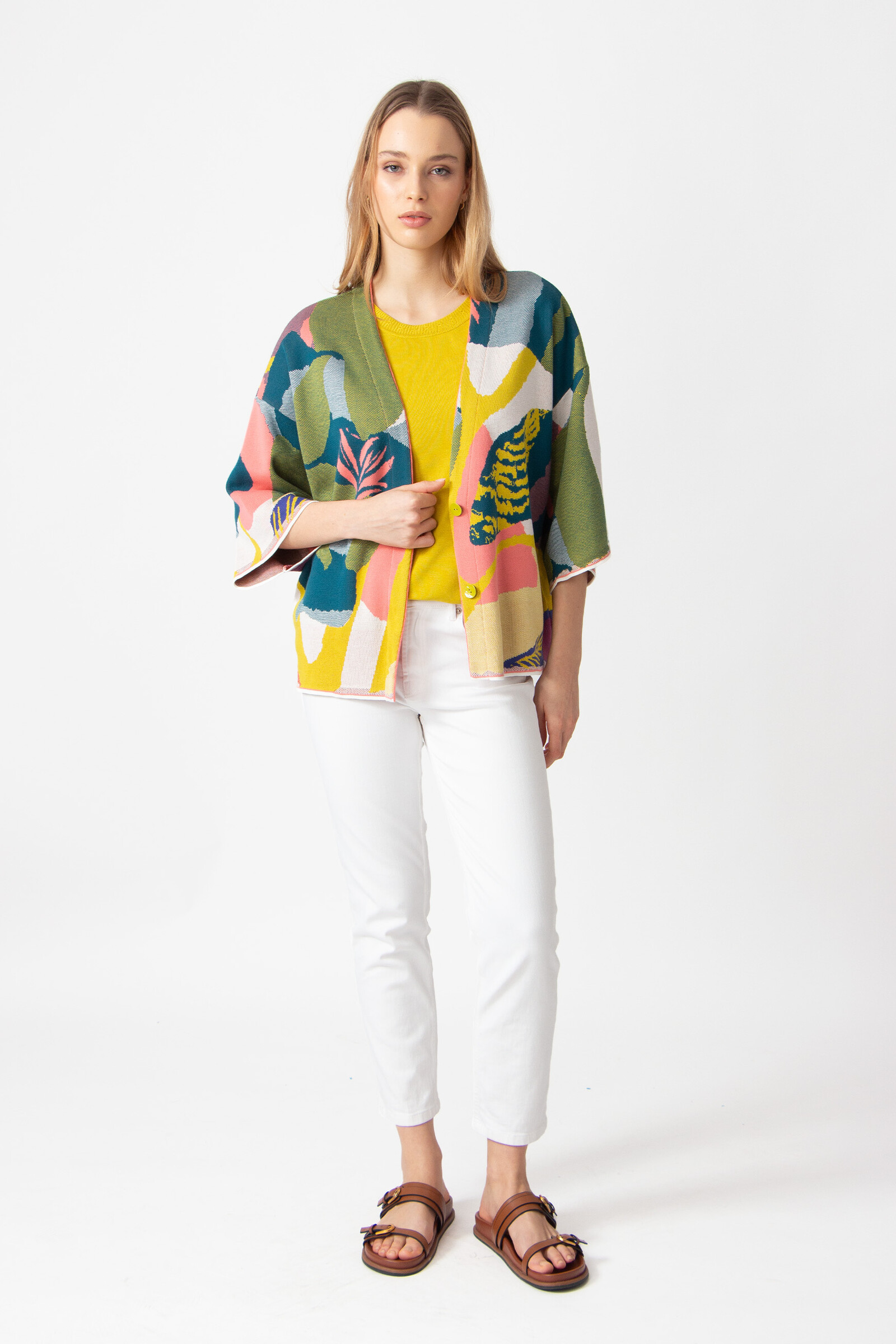 IVKO  Woman IVKO - Knitted Cardigan Maximalist Tropics Pattern Yellow