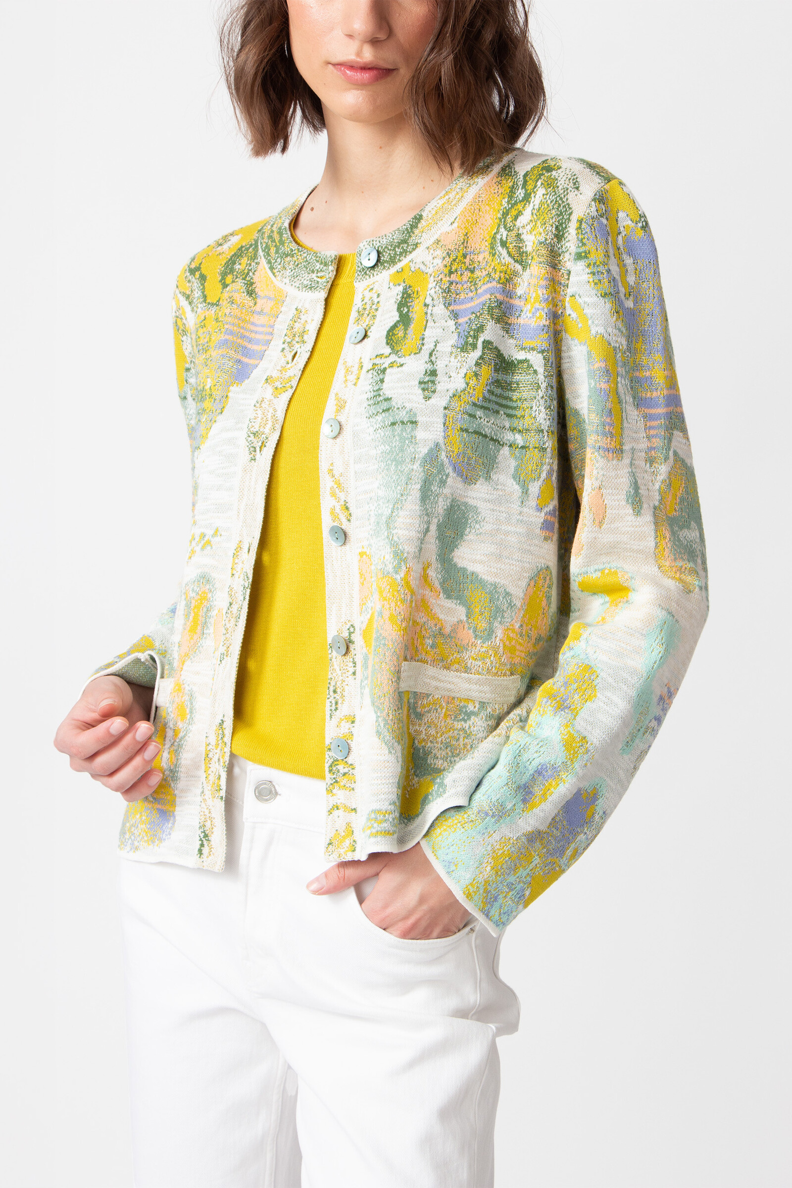 IVKO  Woman IVKO - Short Cardigan Terrain Pattern White
