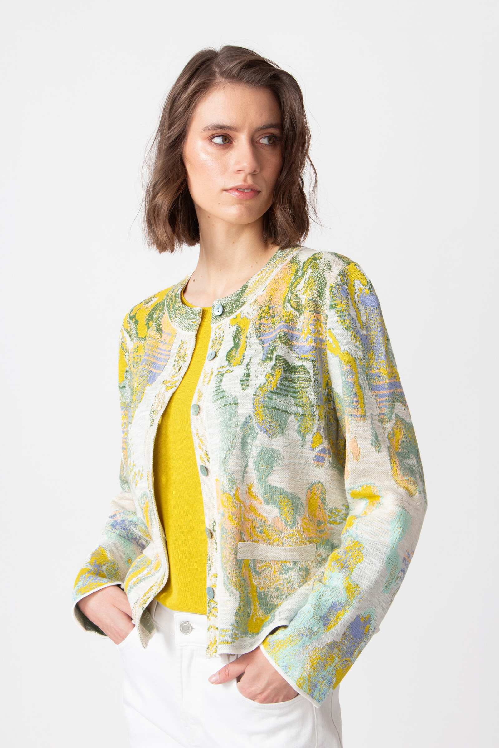 IVKO  Woman IVKO - Short Cardigan Terrain Pattern White