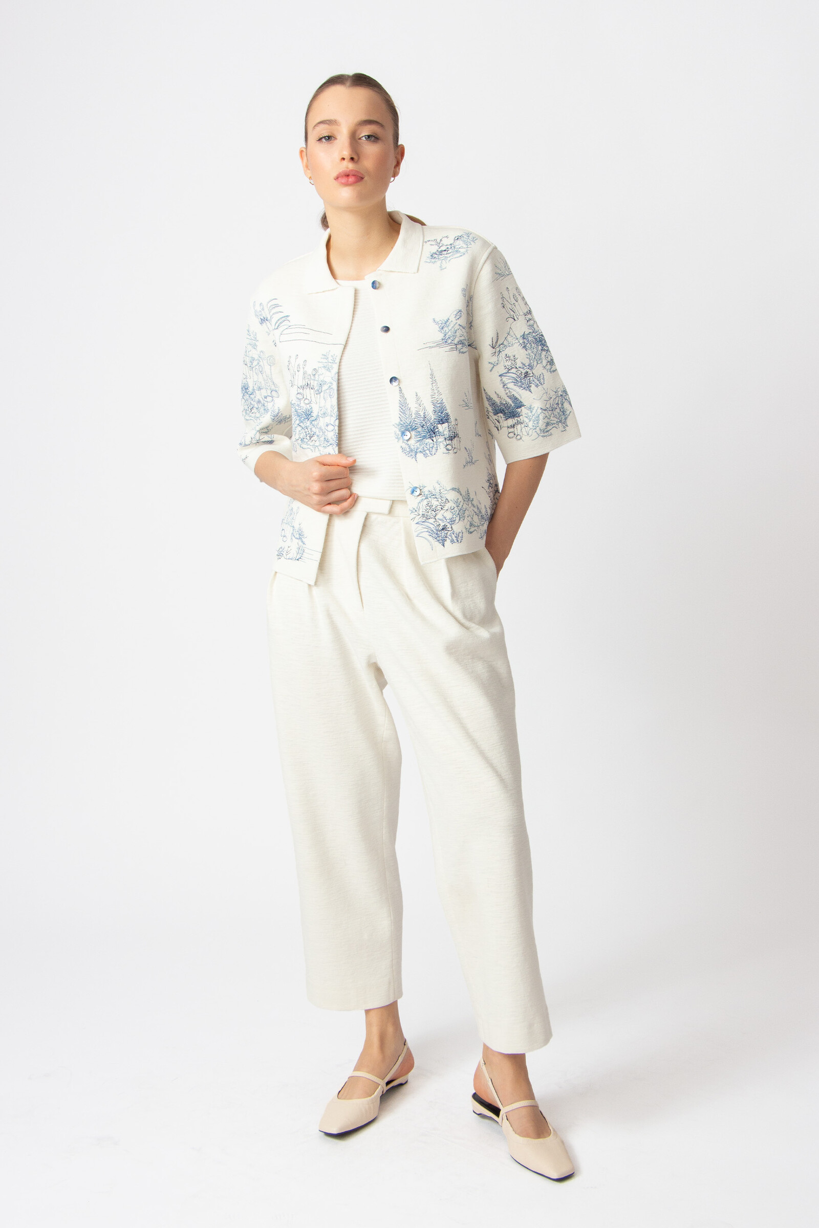 IVKO  Woman IVKO - Jacket with Embroidery Garden Nostalgic Pattern China Blue