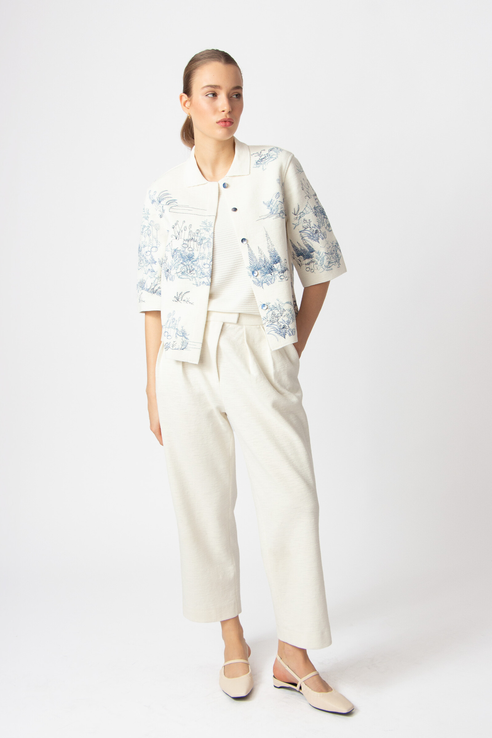 IVKO  Woman IVKO - Jacket with Embroidery Garden Nostalgic Pattern China Blue
