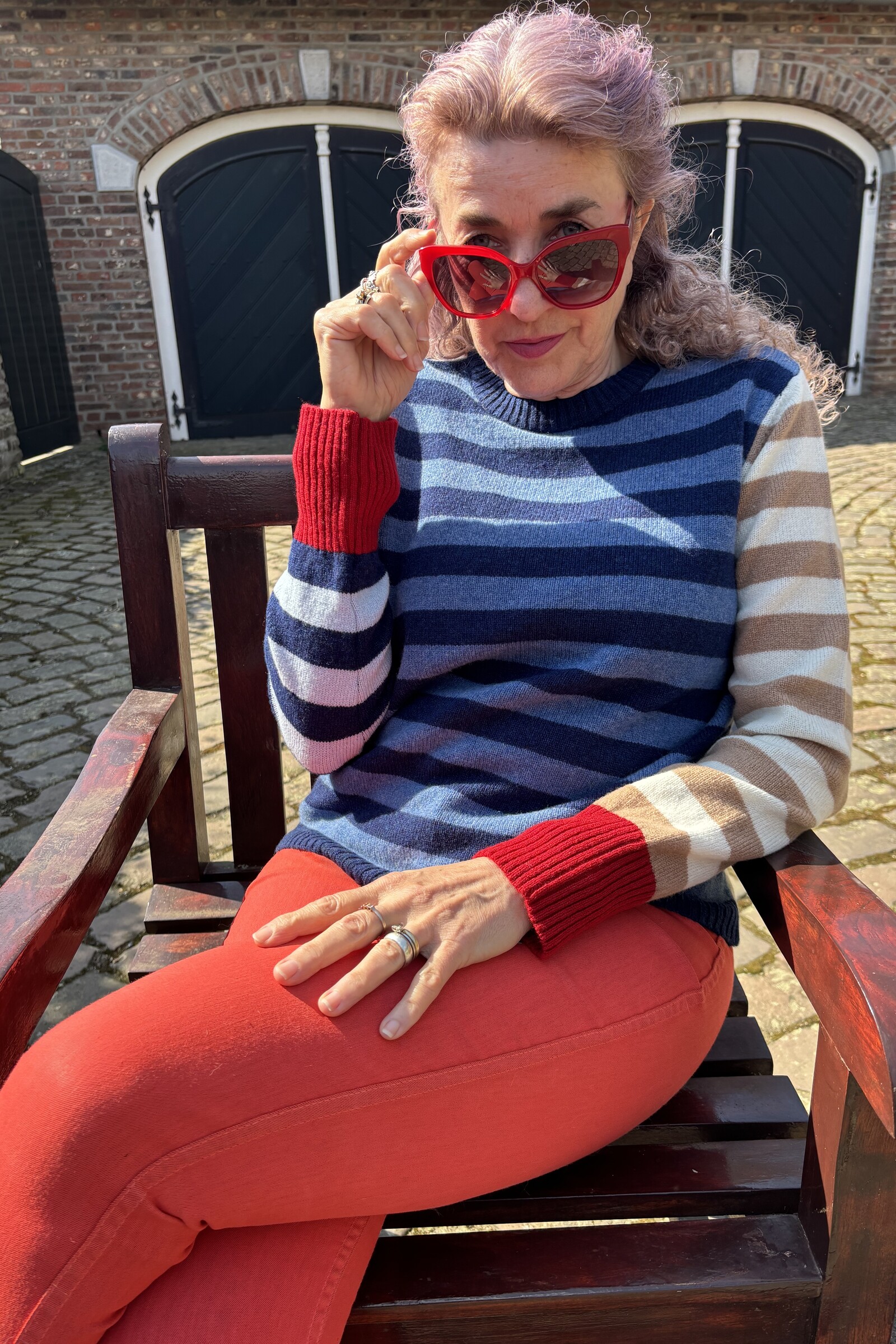 Eribé Eribé - Stobo Stripe Sweater Navy Reflections