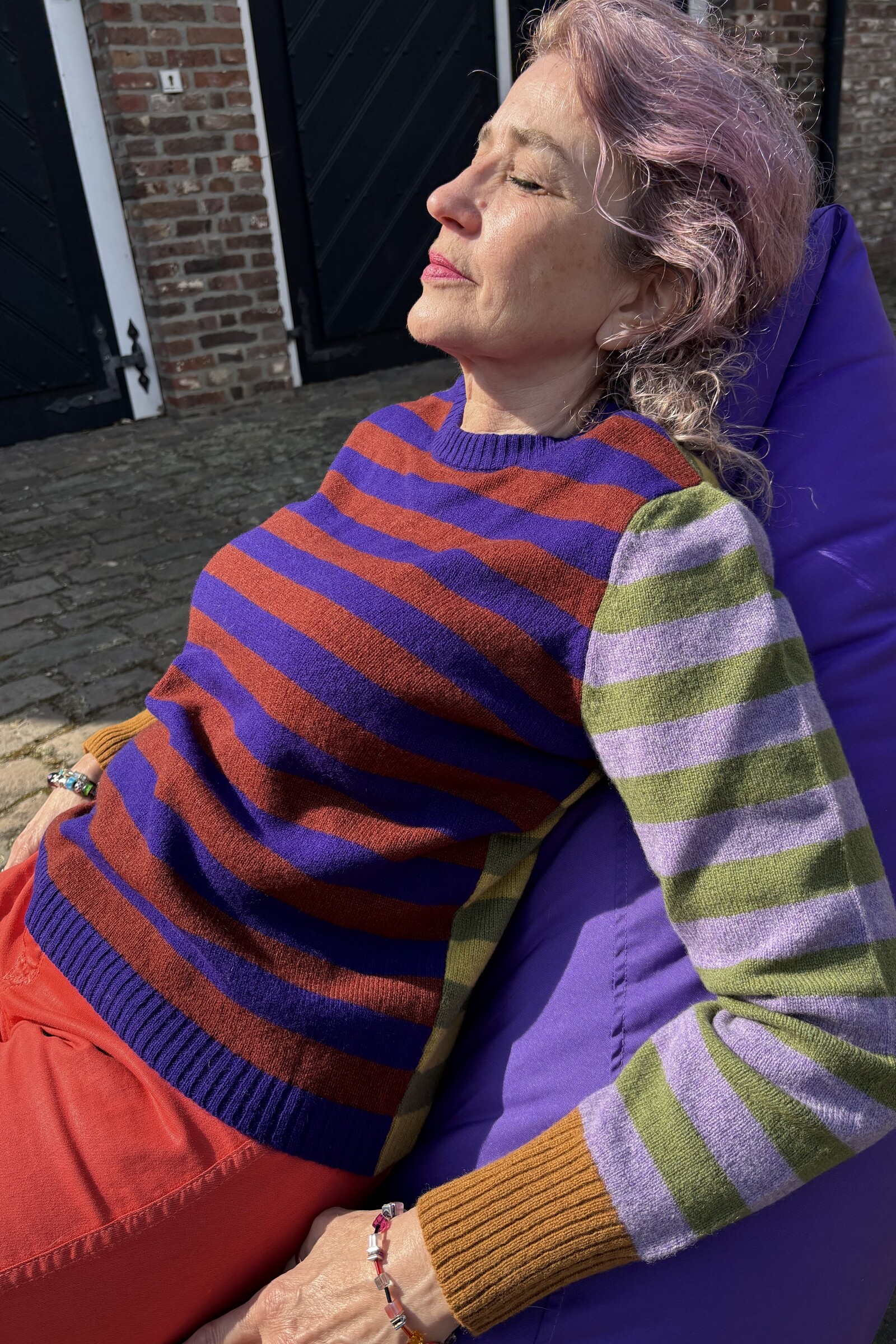 Eribé Eribé - Stobo Stripe Sweater Mulberry