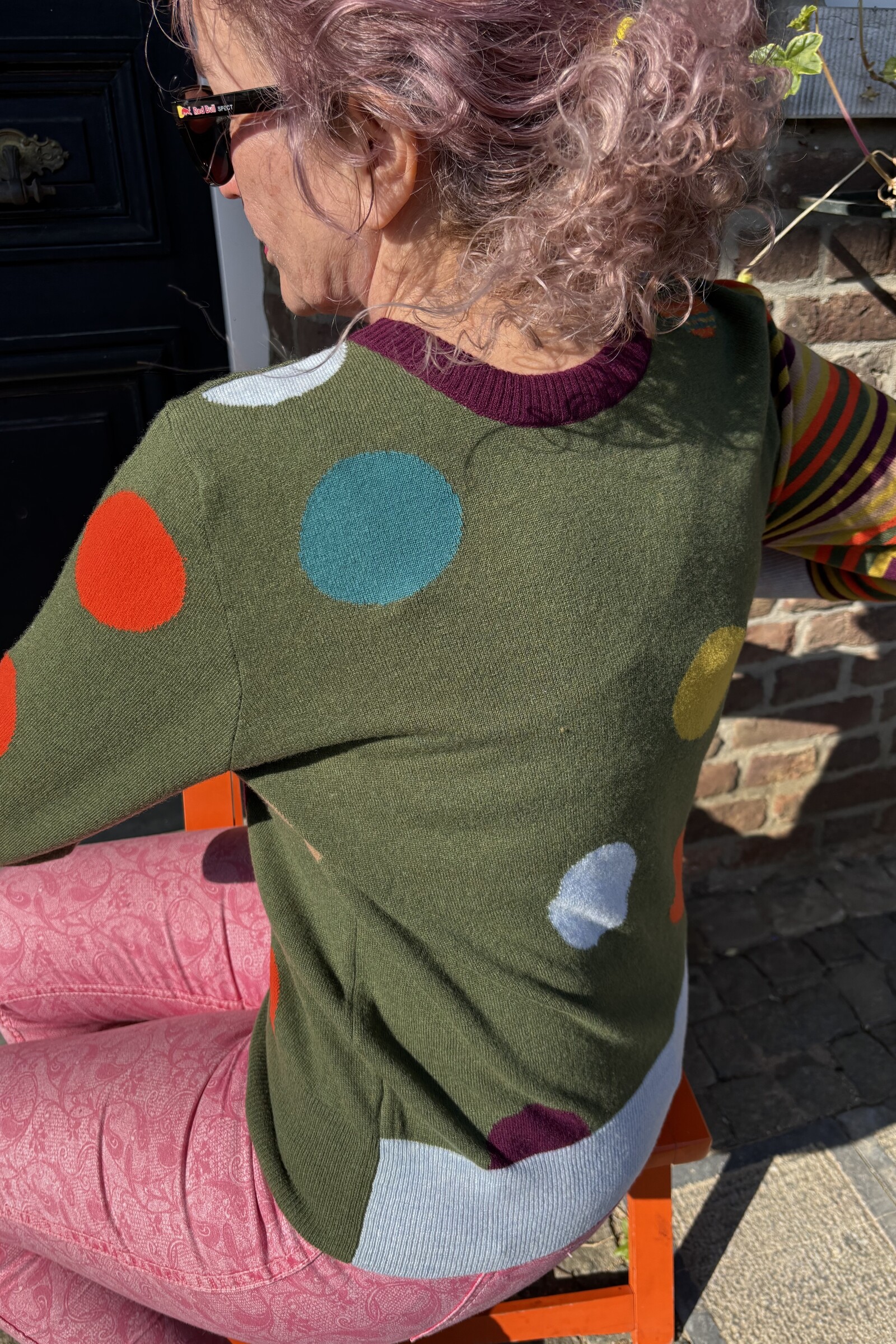 Eribé Eribé - Melrose Stripe and Dots Sweater Olive