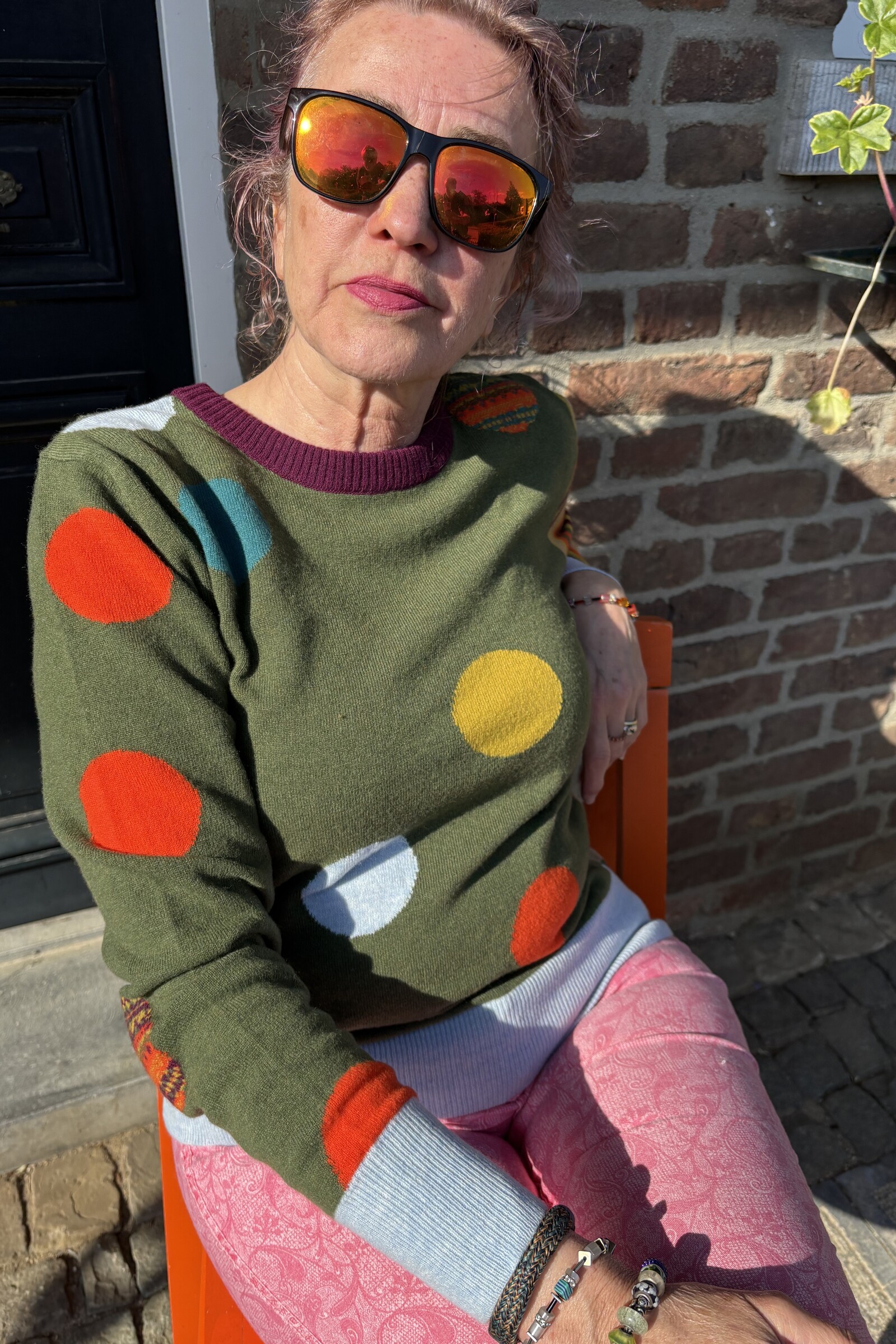 Eribé Eribé - Melrose Stripe and Dots Sweater Olive