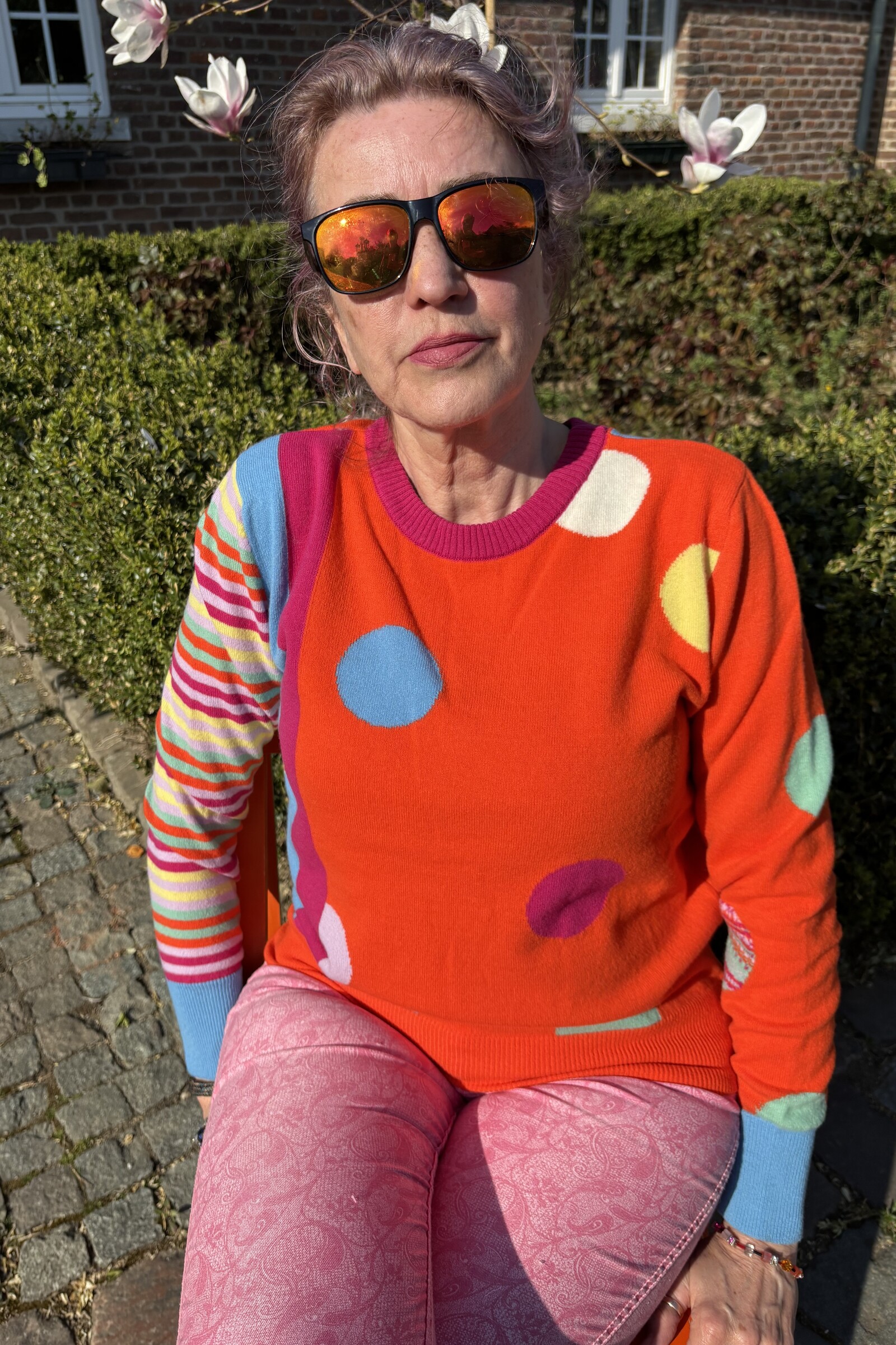 Eribé Eribé - Melrose Stripe and Dots Sweater Orange