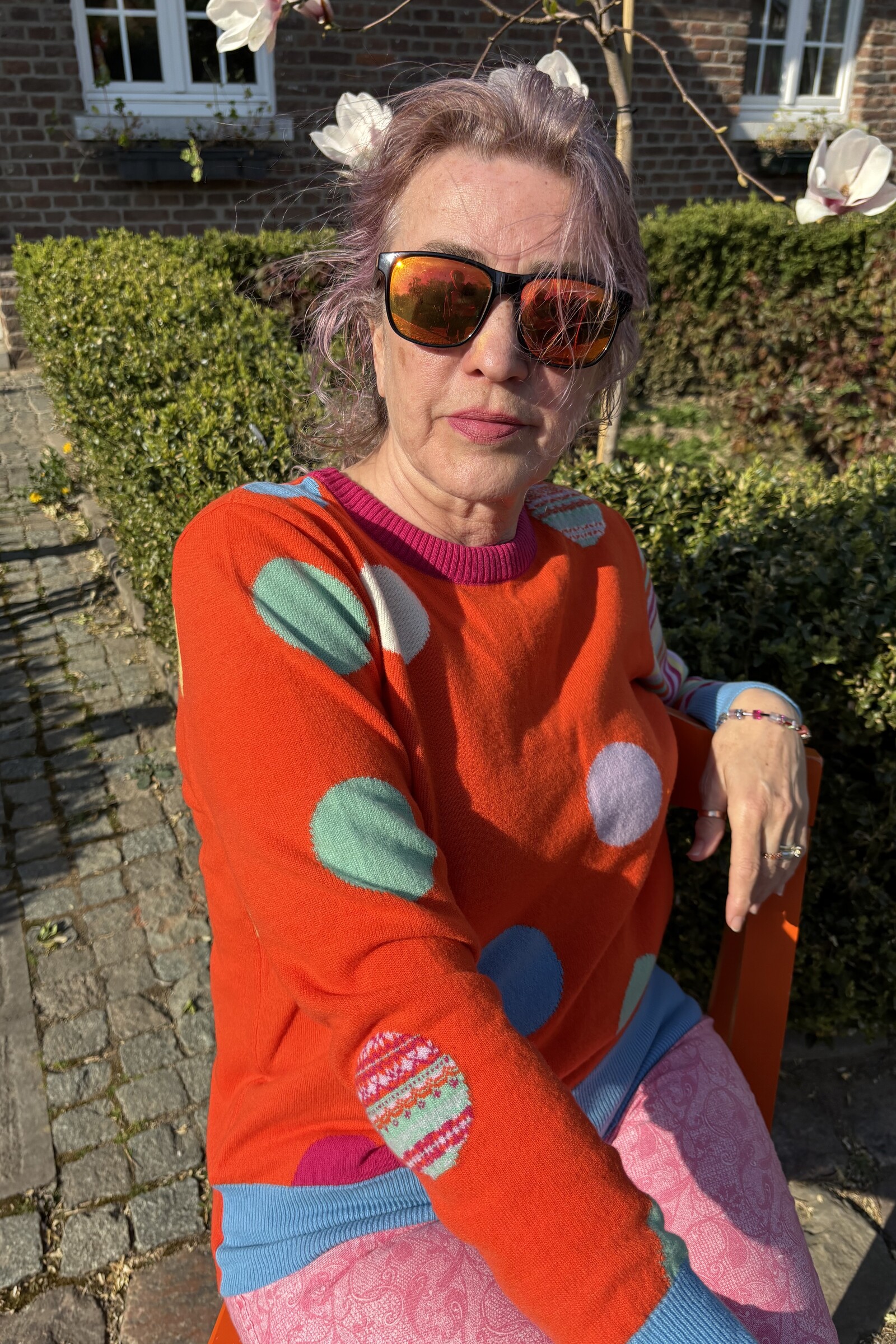 Eribé Eribé - Melrose Stripe and Dots Sweater Orange