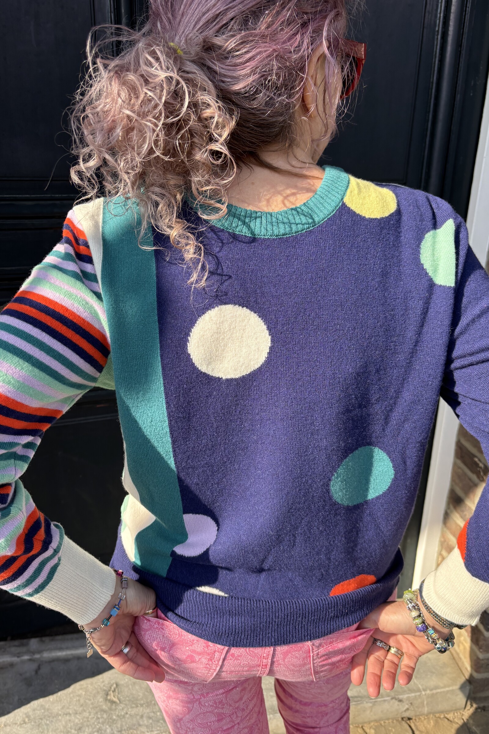 Eribé Eribé - Melrose Stripe and Dots Sweater Navy