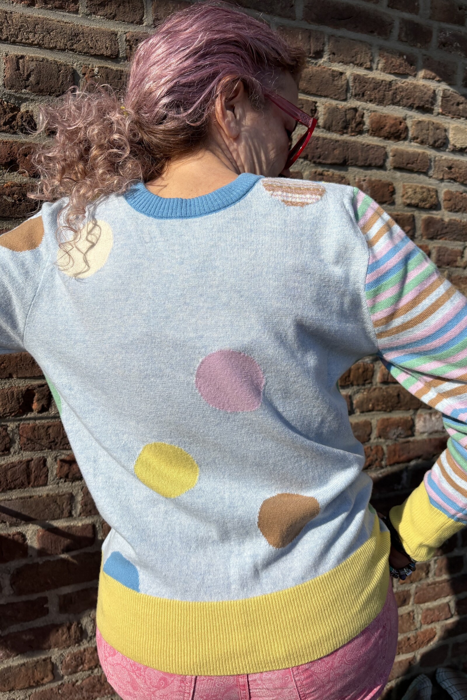 Eribé Eribé - Melrose Stripe and Dots Sweater Glacier