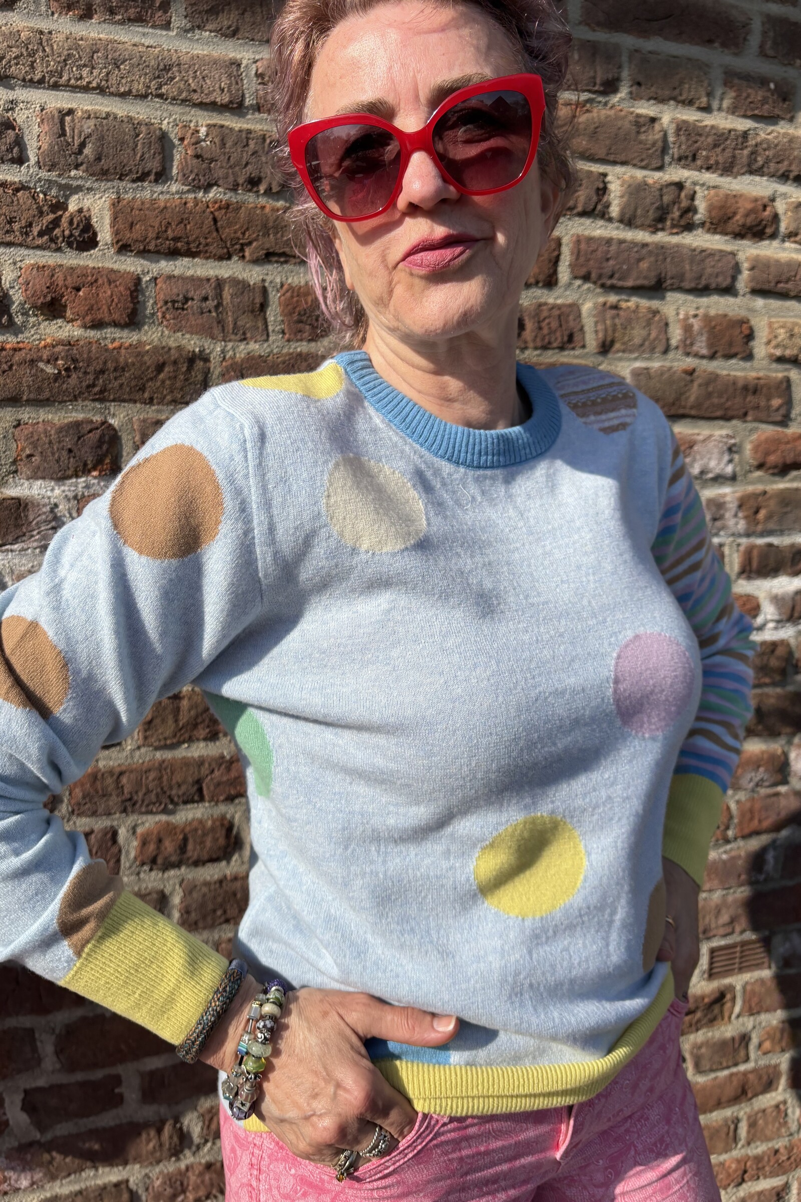 Eribé Eribé - Melrose Stripe and Dots Sweater Glacier