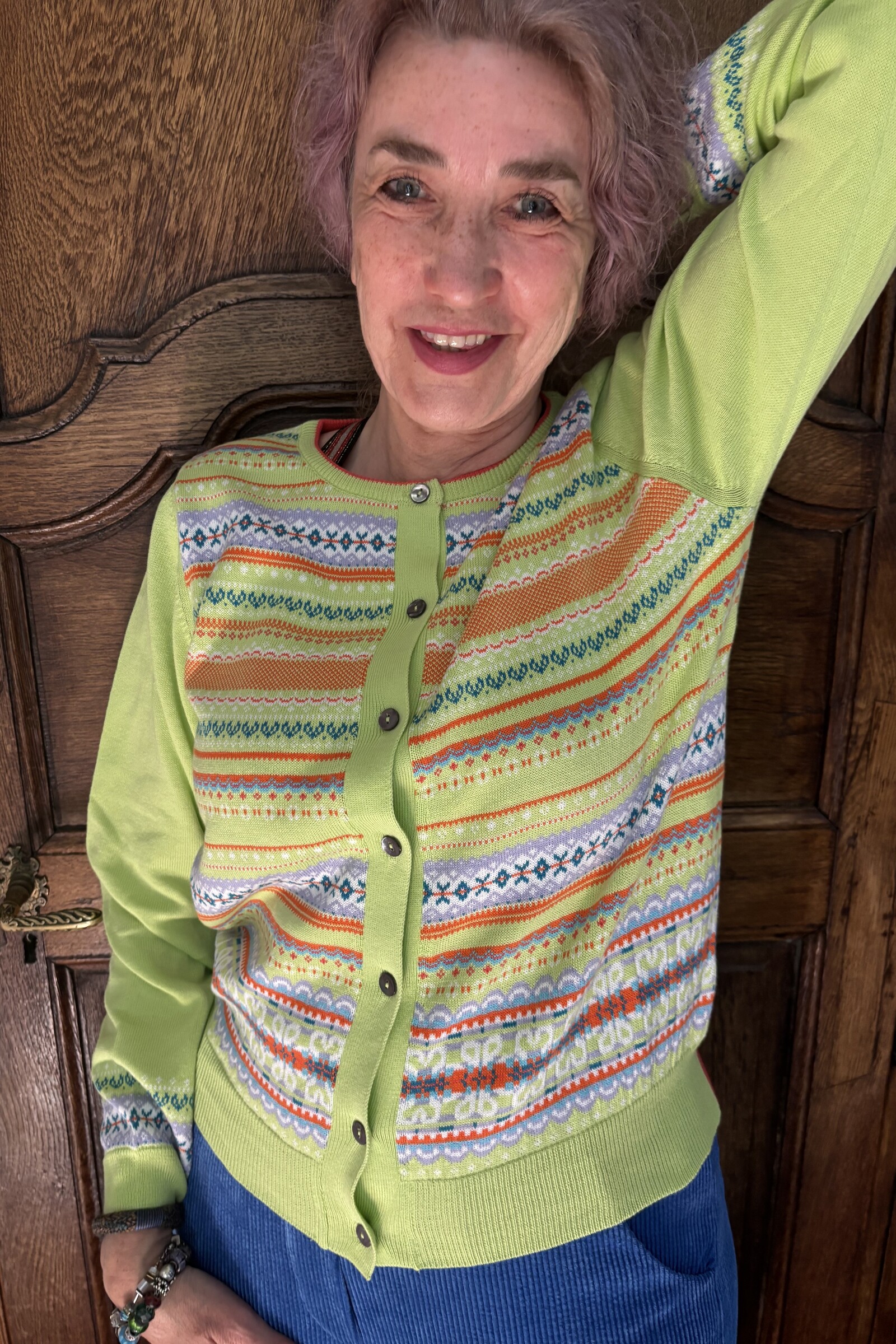 Eribé Eribé - Sailor Round Neck Cardigan Lime