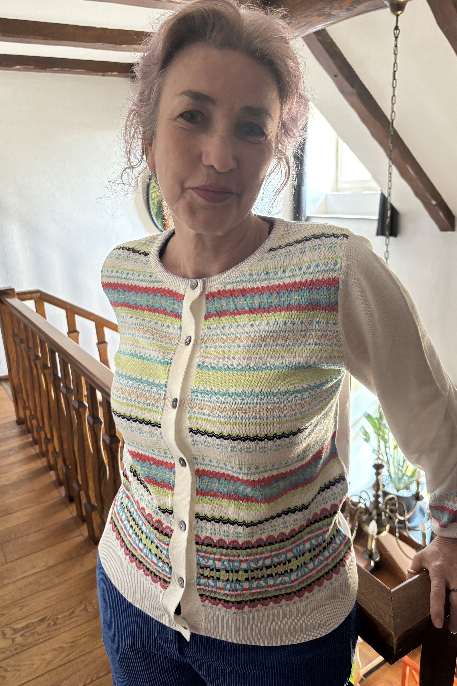 Eribé Eribé - Sailor Round Neck Cardigan White