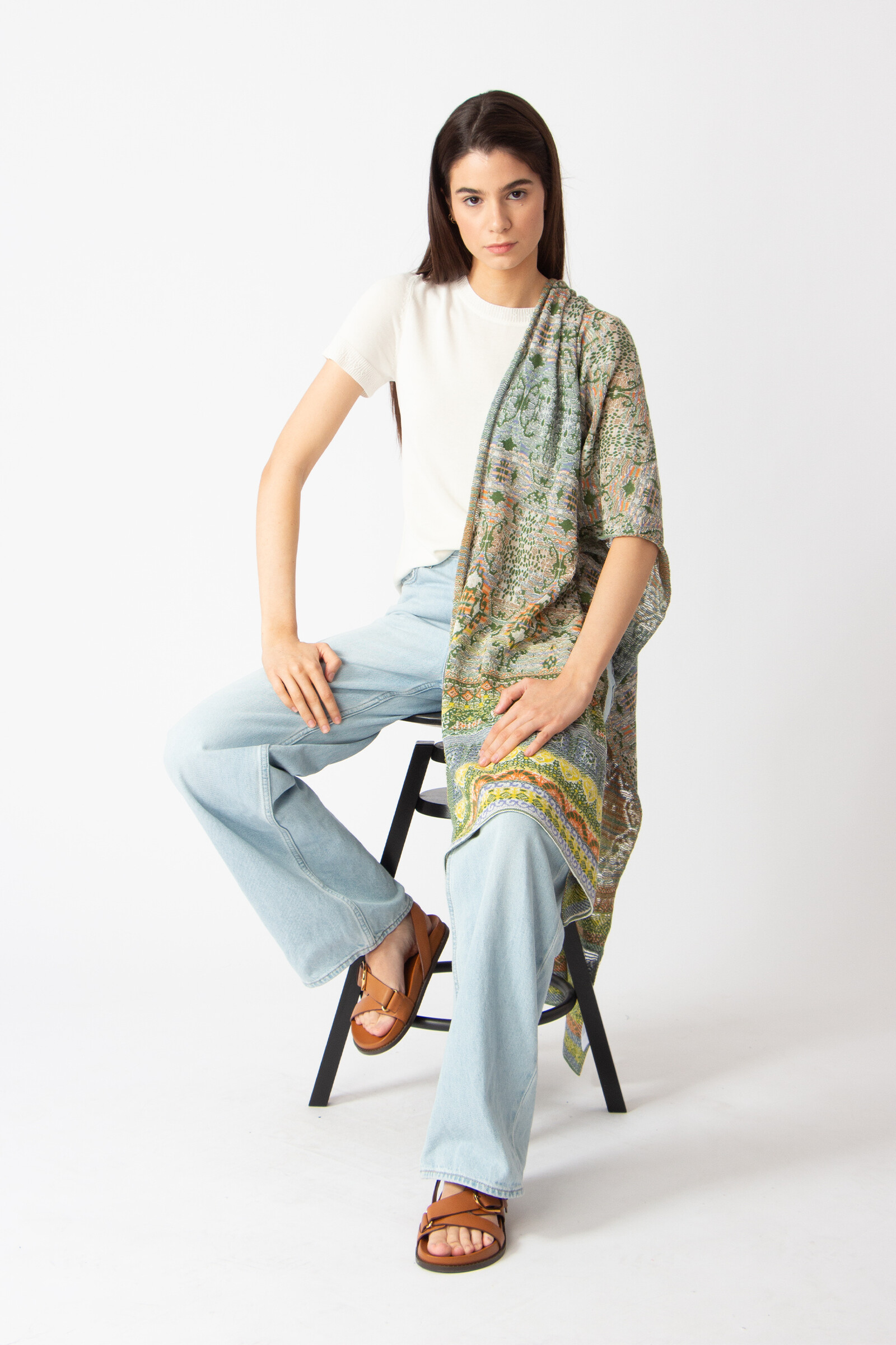 IVKO  Woman IVKO - Loose Stitch Scarf Morocco Pattern Pastel Green