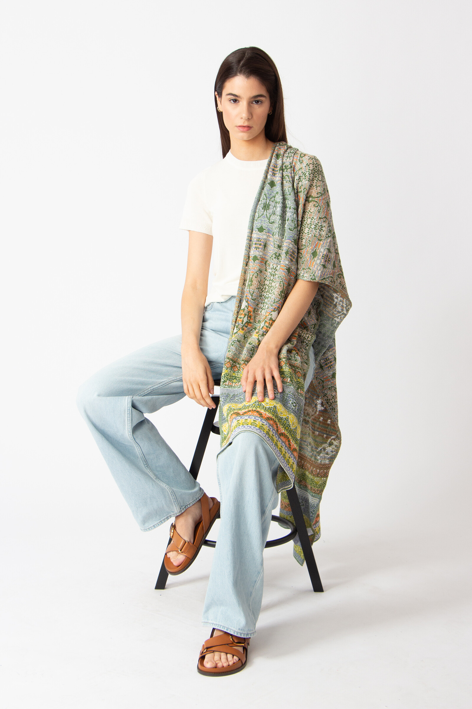 IVKO  Woman IVKO - Loose Stitch Scarf Morocco Pattern Pastel Green