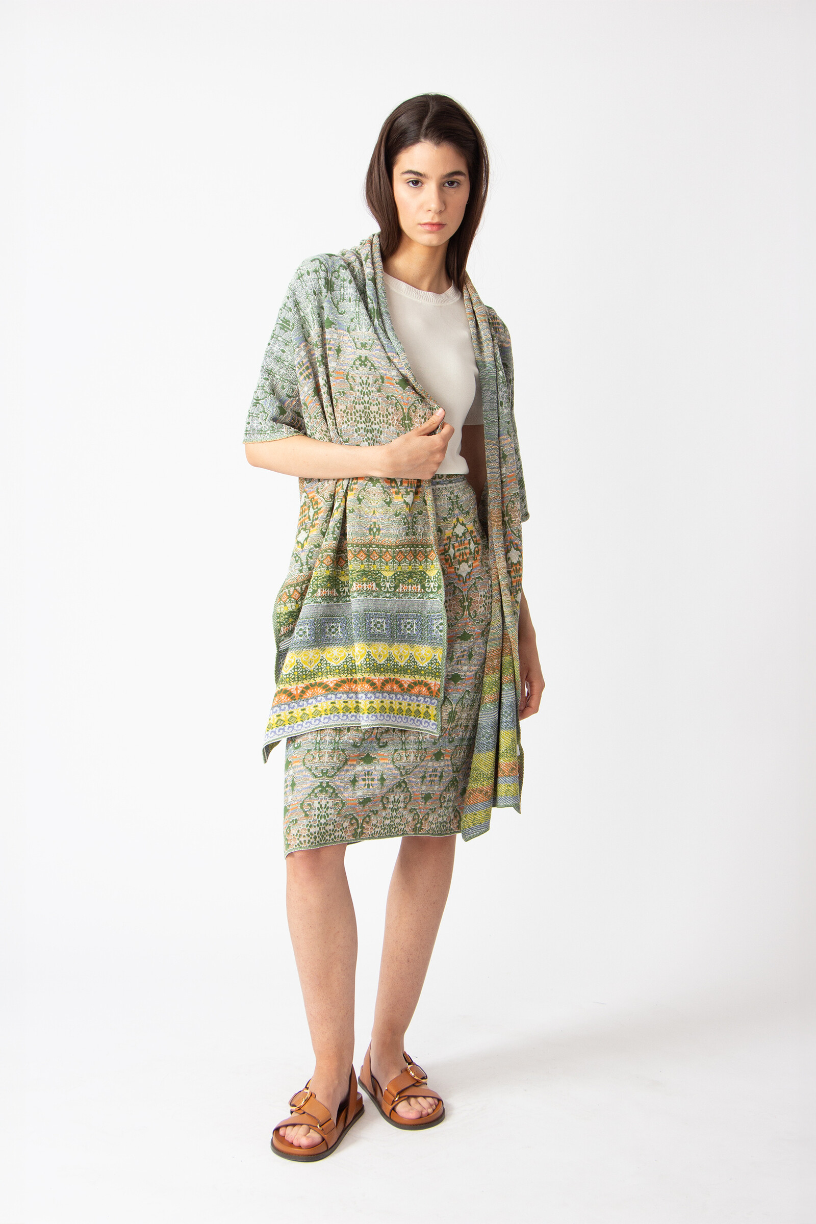 IVKO  Woman IVKO - Loose Stitch Scarf Morocco Pattern Pastel Green