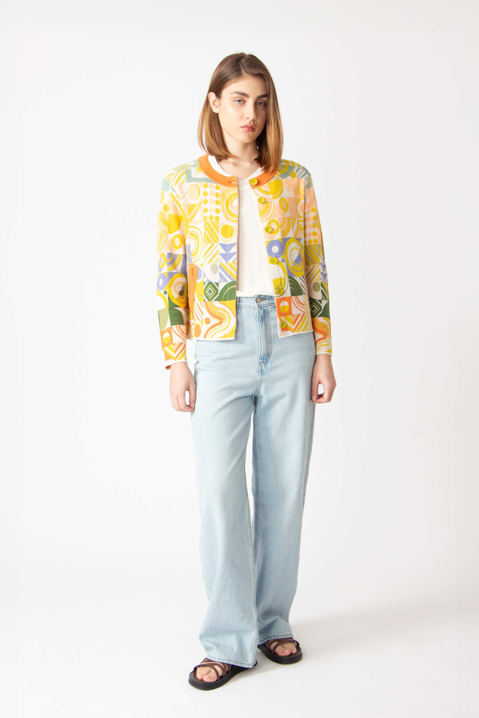 IVKO  Woman IVKO - Jacket O-Neck Mix & Match Pattern White