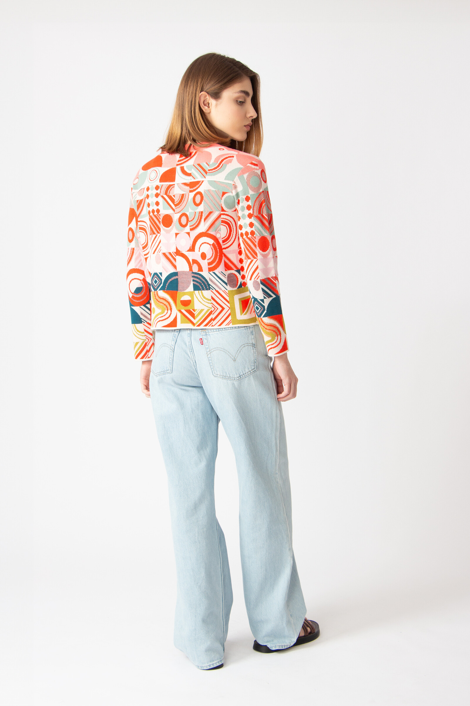 IVKO  Woman IVKO - Jacket O-Neck Mix & Match Pattern Coral