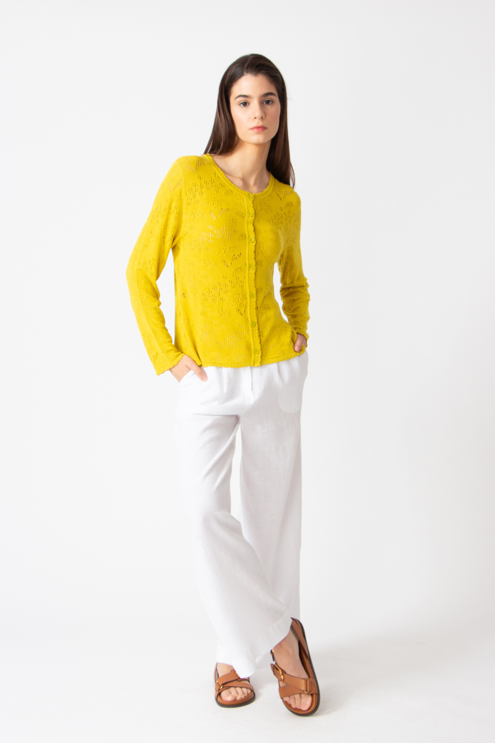 IVKO  Woman IVKO - Cardigan O-Neck Structure Pattern Yellow