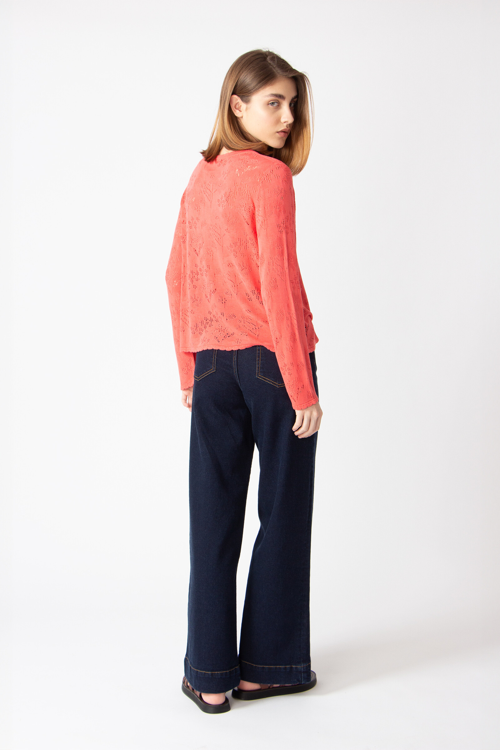 IVKO  Woman IVKO - Cardigan O-Neck Structure Pattern Coral