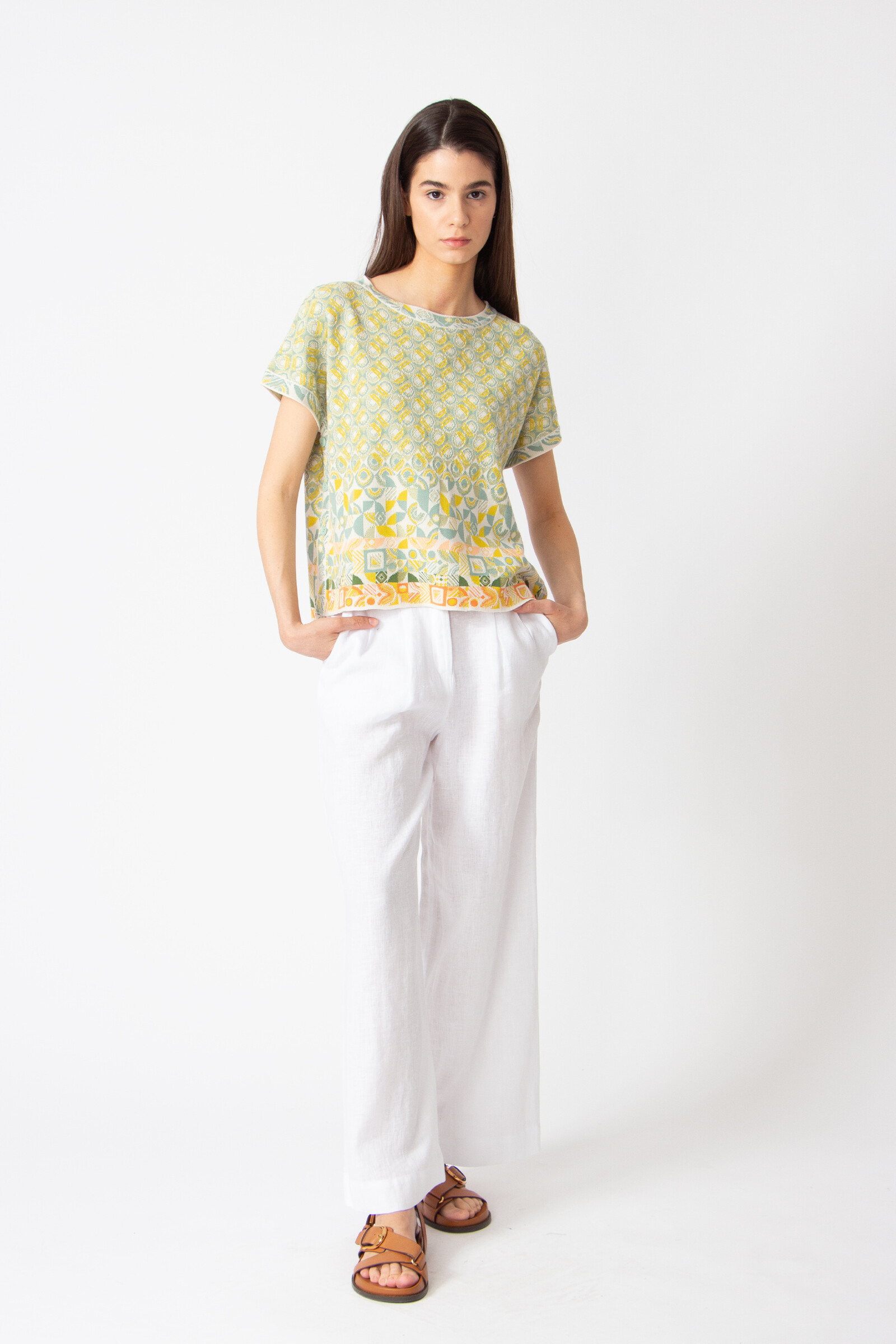 IVKO  Woman IVKO - Sleeveless Pullover Mix & Match Pattern White