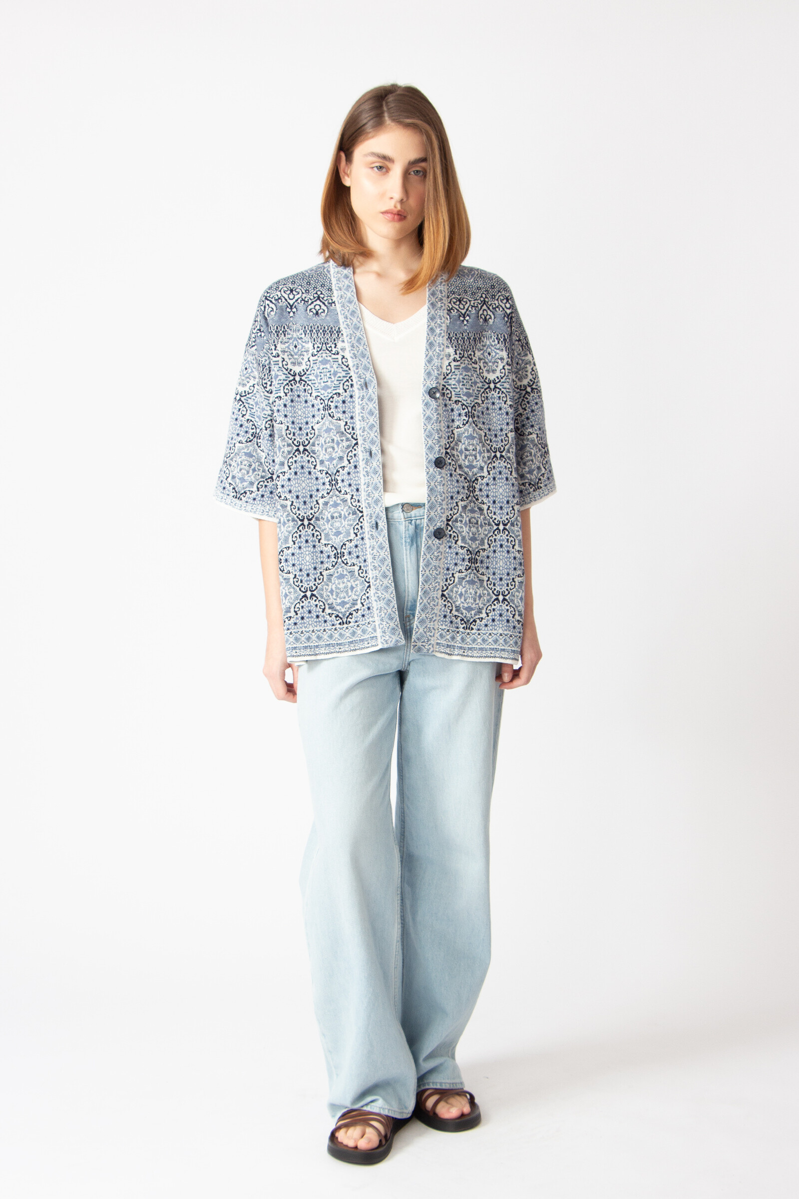 IVKO  Woman IVKO - Long Cardigan Morocco Pattern China Blue