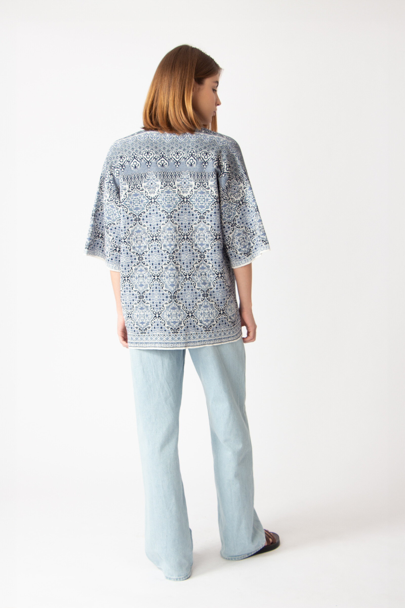 IVKO  Woman IVKO - Long Cardigan Morocco Pattern China Blue