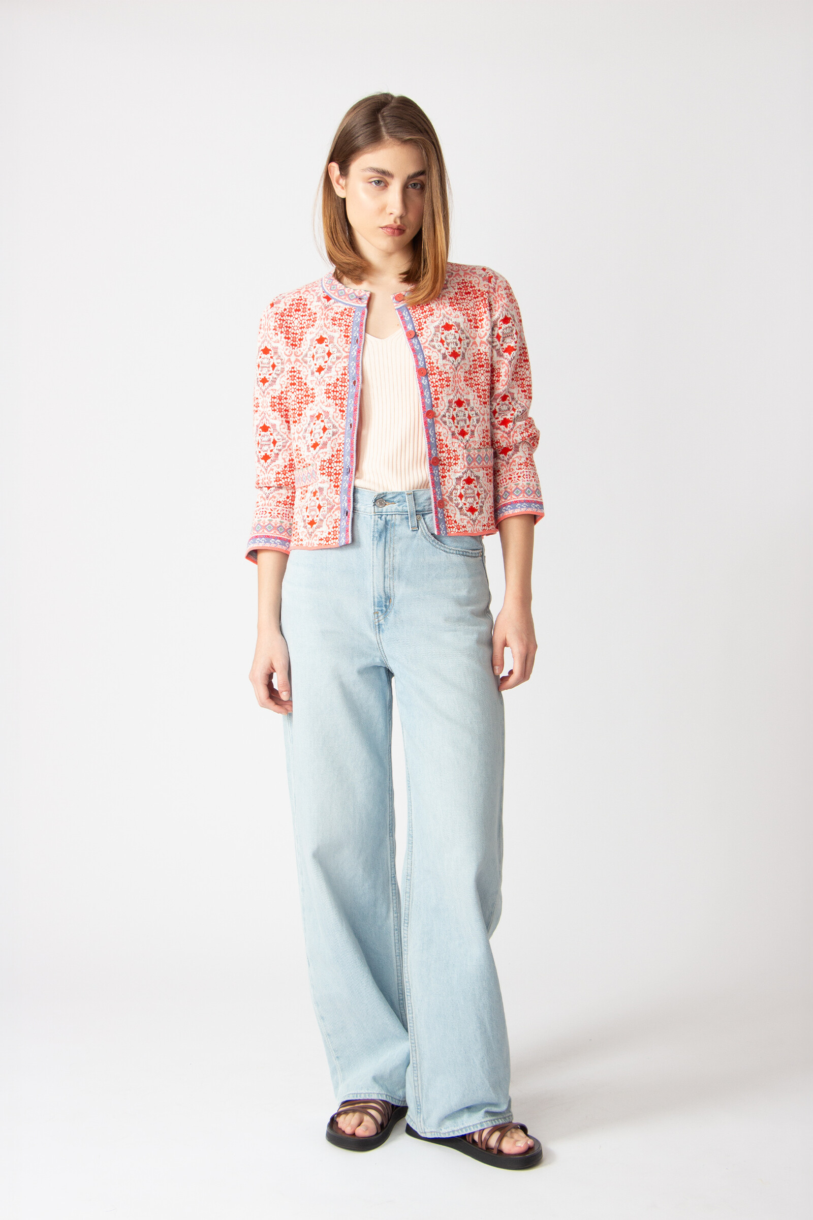 IVKO  Woman IVKO - Jacket O-Neck Morocco Pattern Pastel Coral