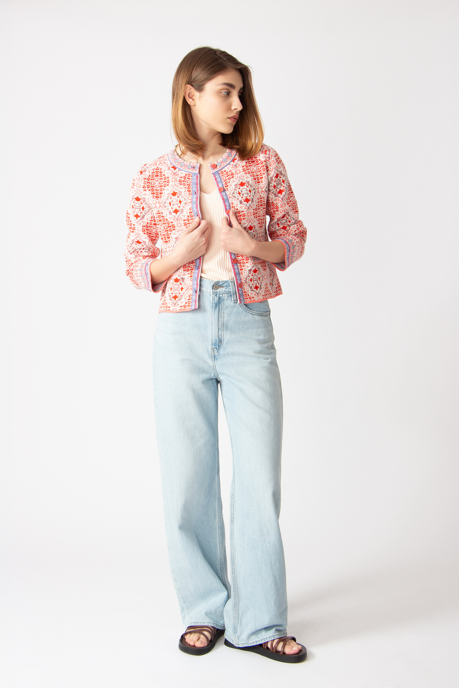 IVKO  Woman IVKO - Jacket O-Neck Morocco Pattern Pastel Coral