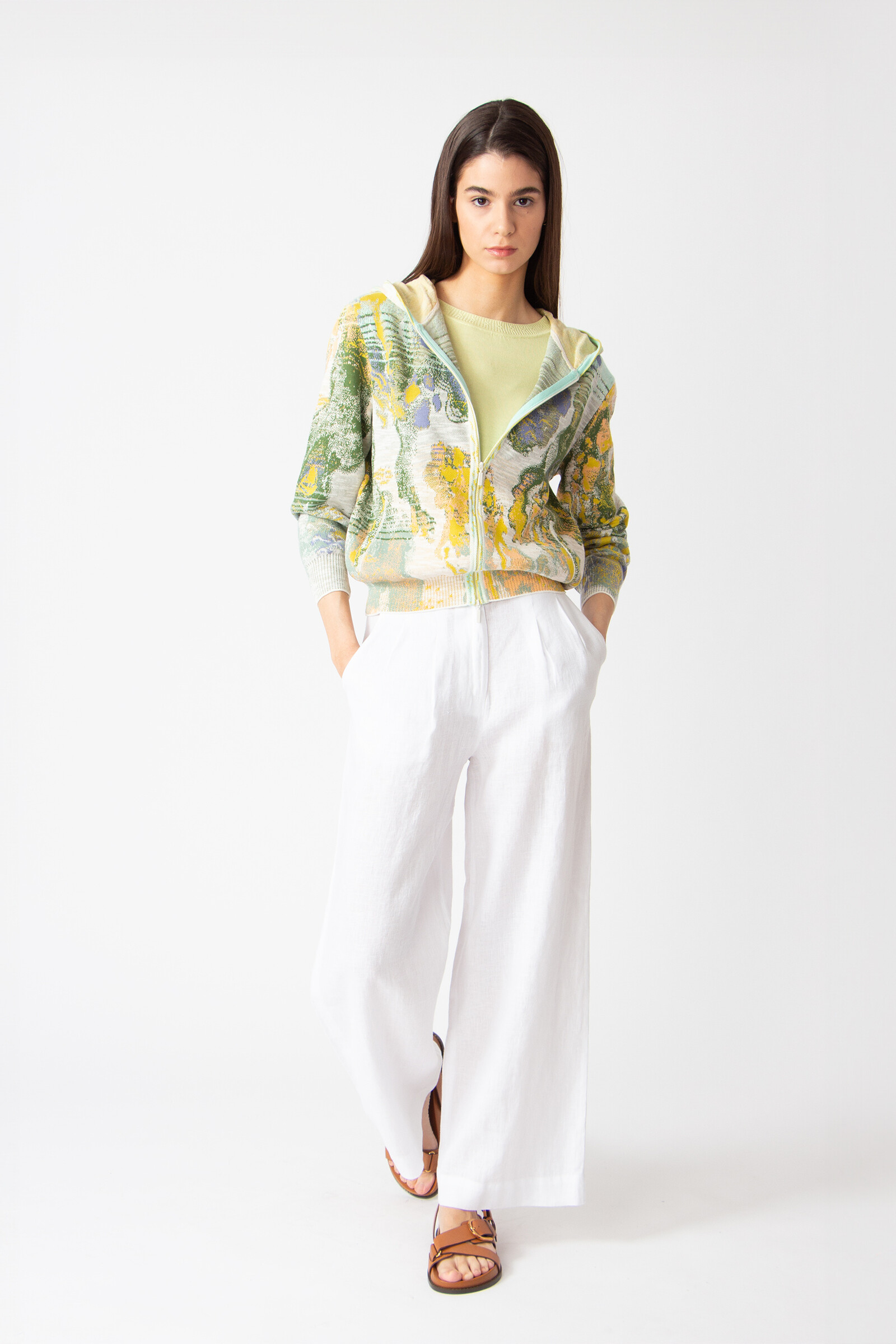 IVKO  Woman IVKO - Bomber Jacket with Hoodie Terrain Pattern White