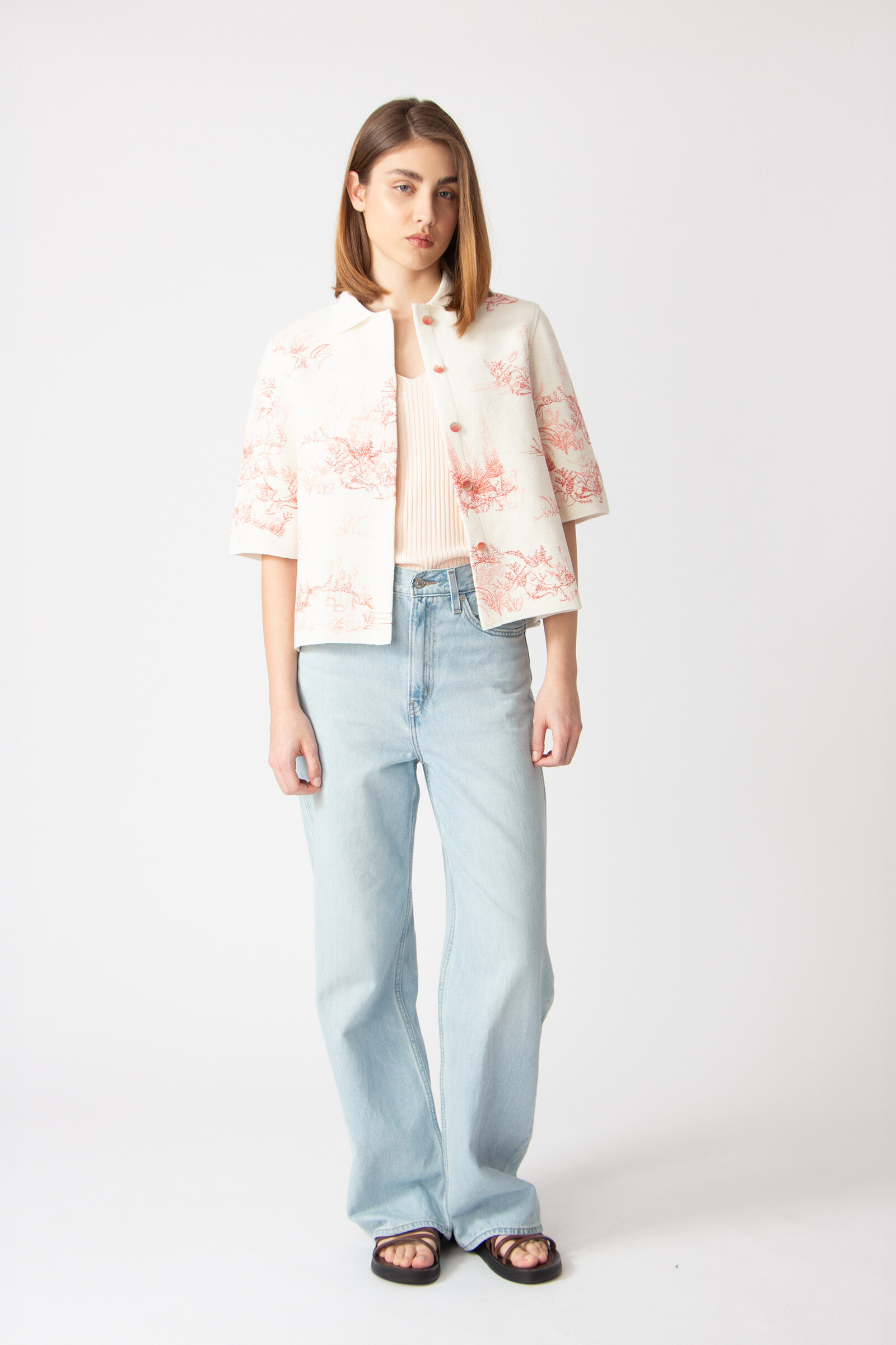 IVKO  Woman IVKO - Jacket with Embroidery Garden Nostalgic Pattern Coral