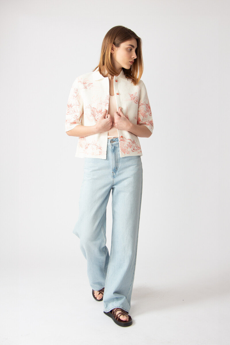 IVKO - Jacket with Embroidery Garden Nostalgic Pattern Coral