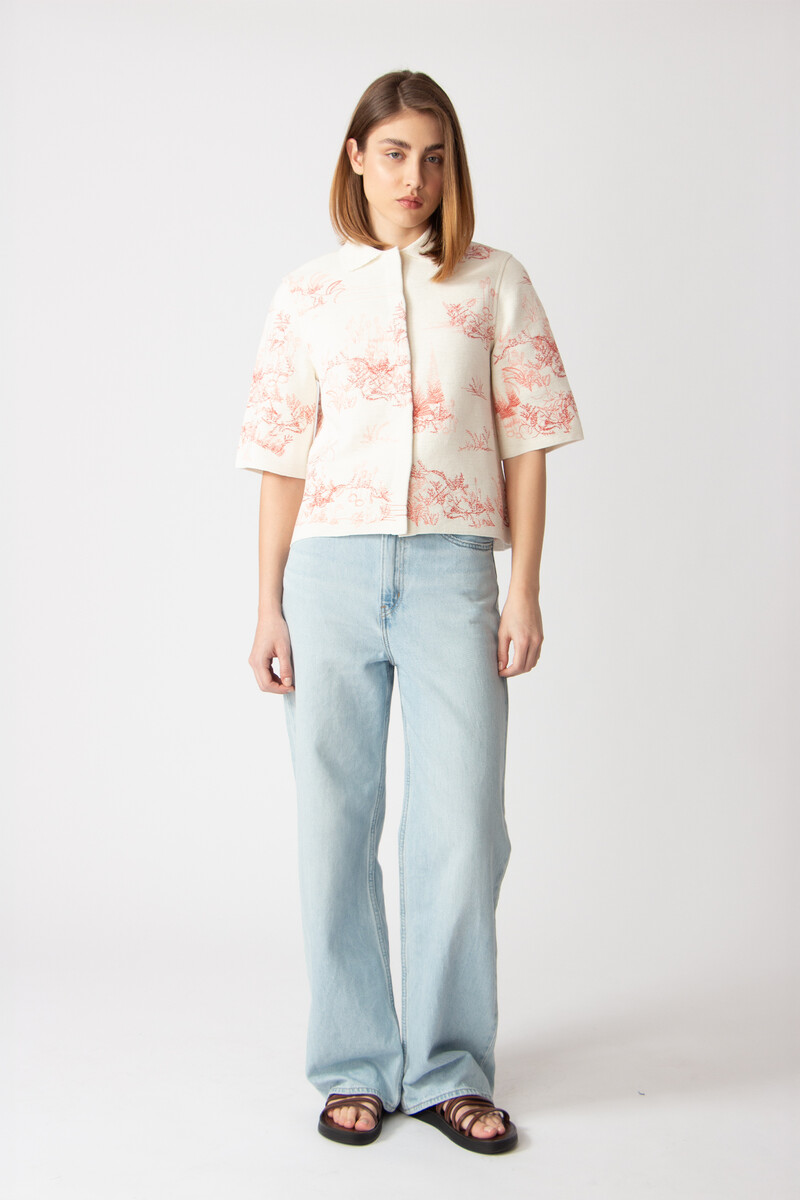 IVKO - Jacket with Embroidery Garden Nostalgic Pattern Coral
