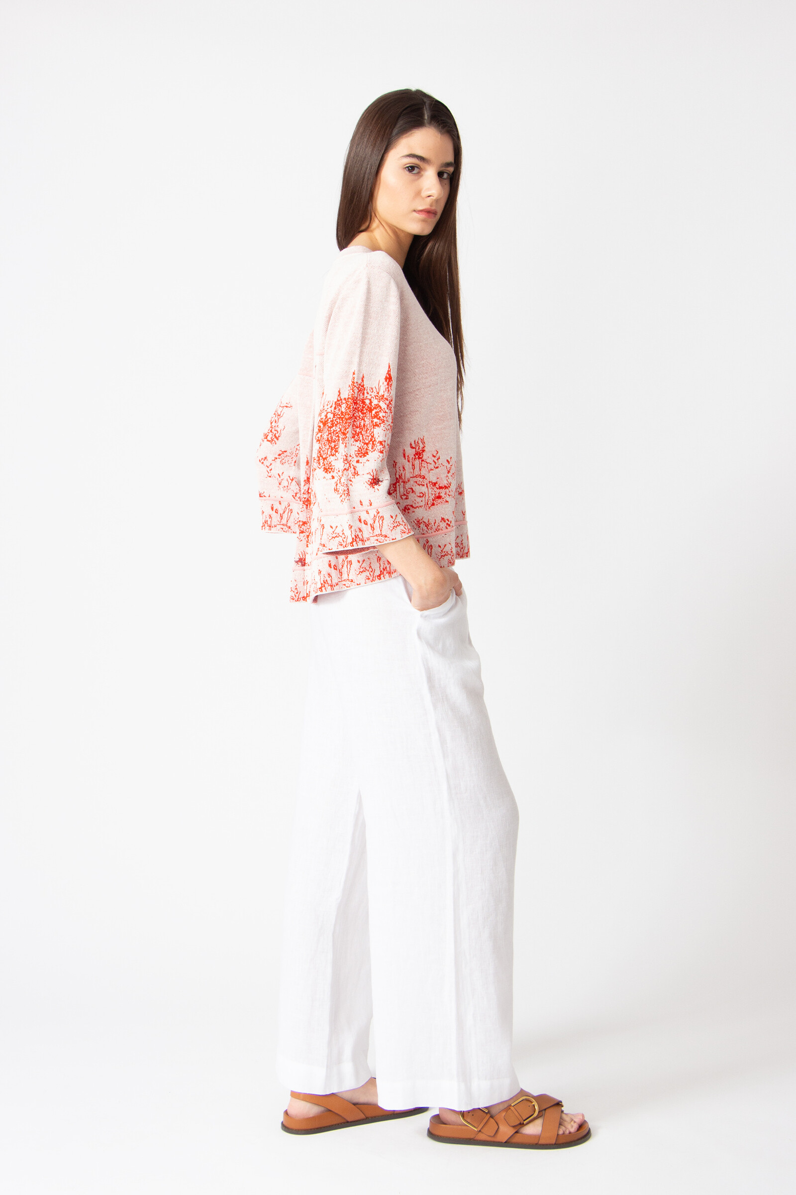 IVKO  Woman IVKO - Jacquard Cardigan Garden Nostalgic Pattern Coral