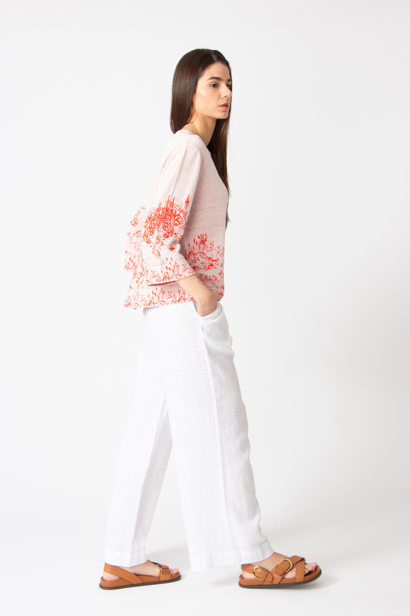 IVKO  Woman IVKO - Jacquard Cardigan Garden Nostalgic Pattern Coral