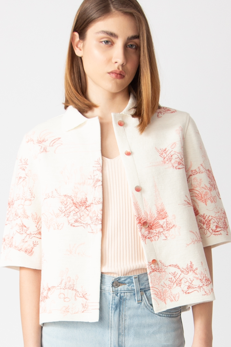 IVKO - Jacket with Embroidery Garden Nostalgic Pattern Coral