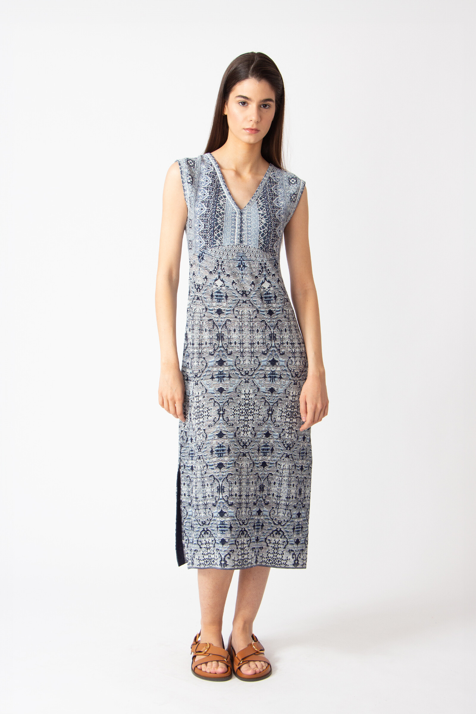 IVKO  Woman IVKO - Sleeveless Dress Morocco Pattern China Blue