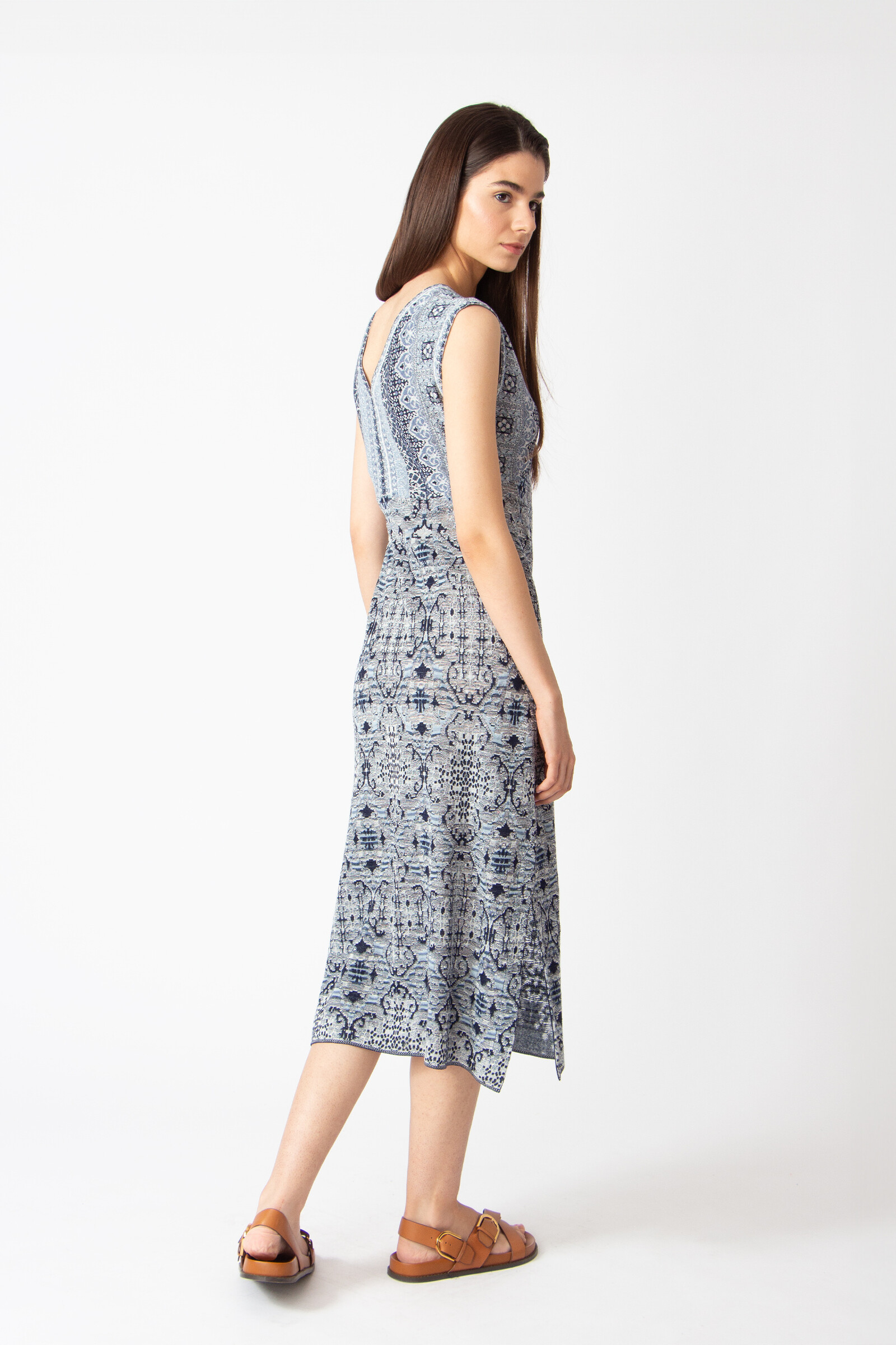 IVKO  Woman IVKO - Sleeveless Dress Morocco Pattern China Blue
