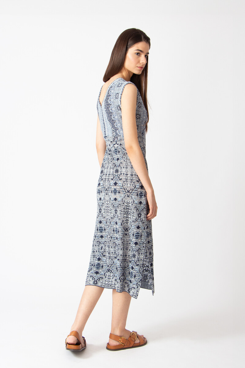 IVKO - Sleeveless Dress Morocco Pattern China Blue