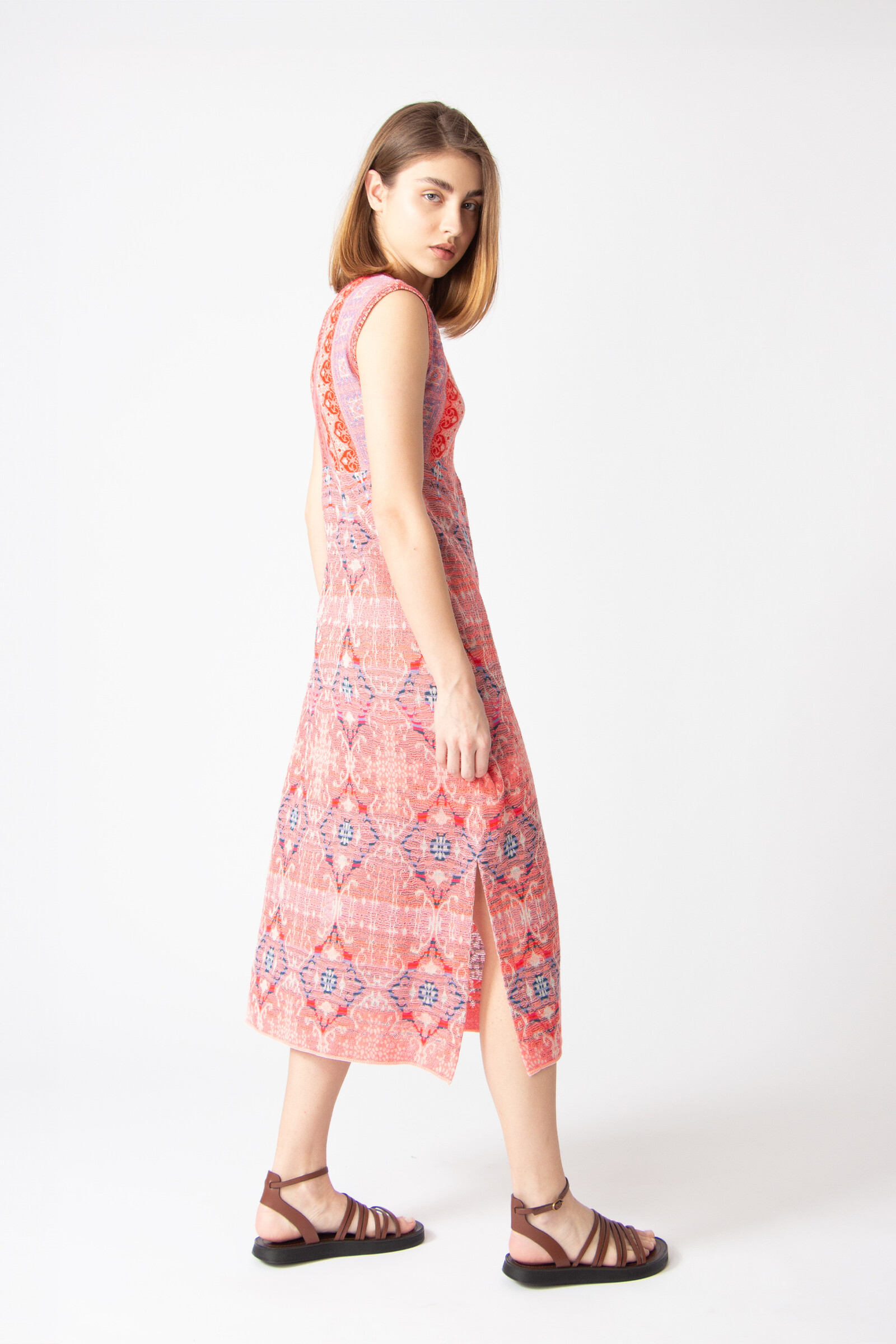 IVKO  Woman IVKO - Sleeveless Dress Morocco Pattern Coral