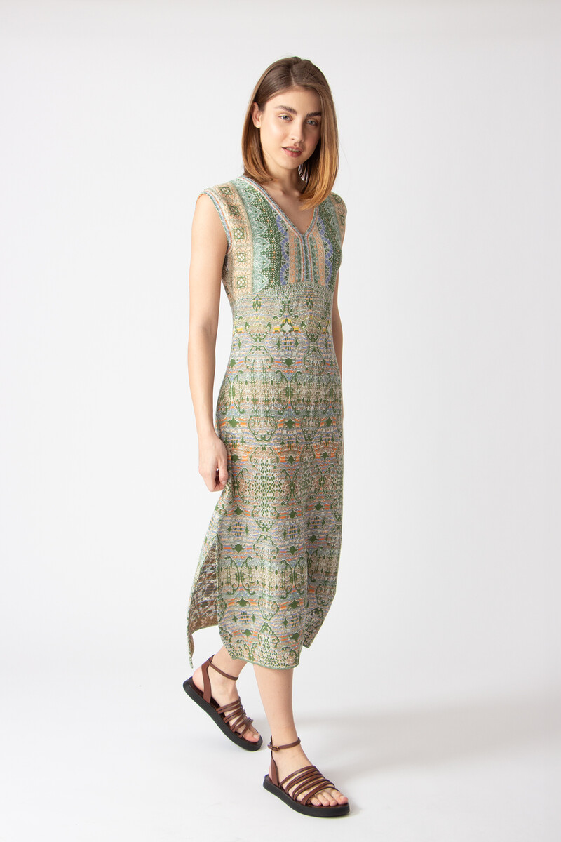 IVKO - Sleeveless Dress Morocco Pattern Pastel Green