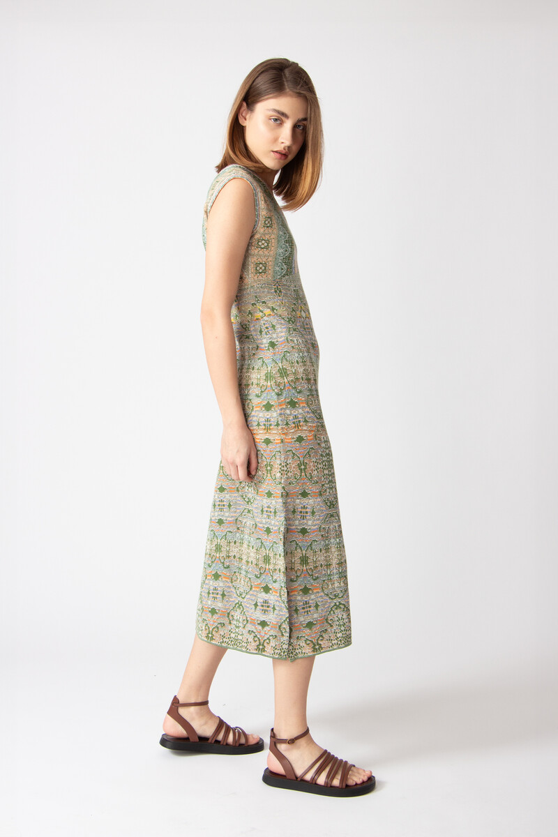 IVKO - Sleeveless Dress Morocco Pattern Pastel Green