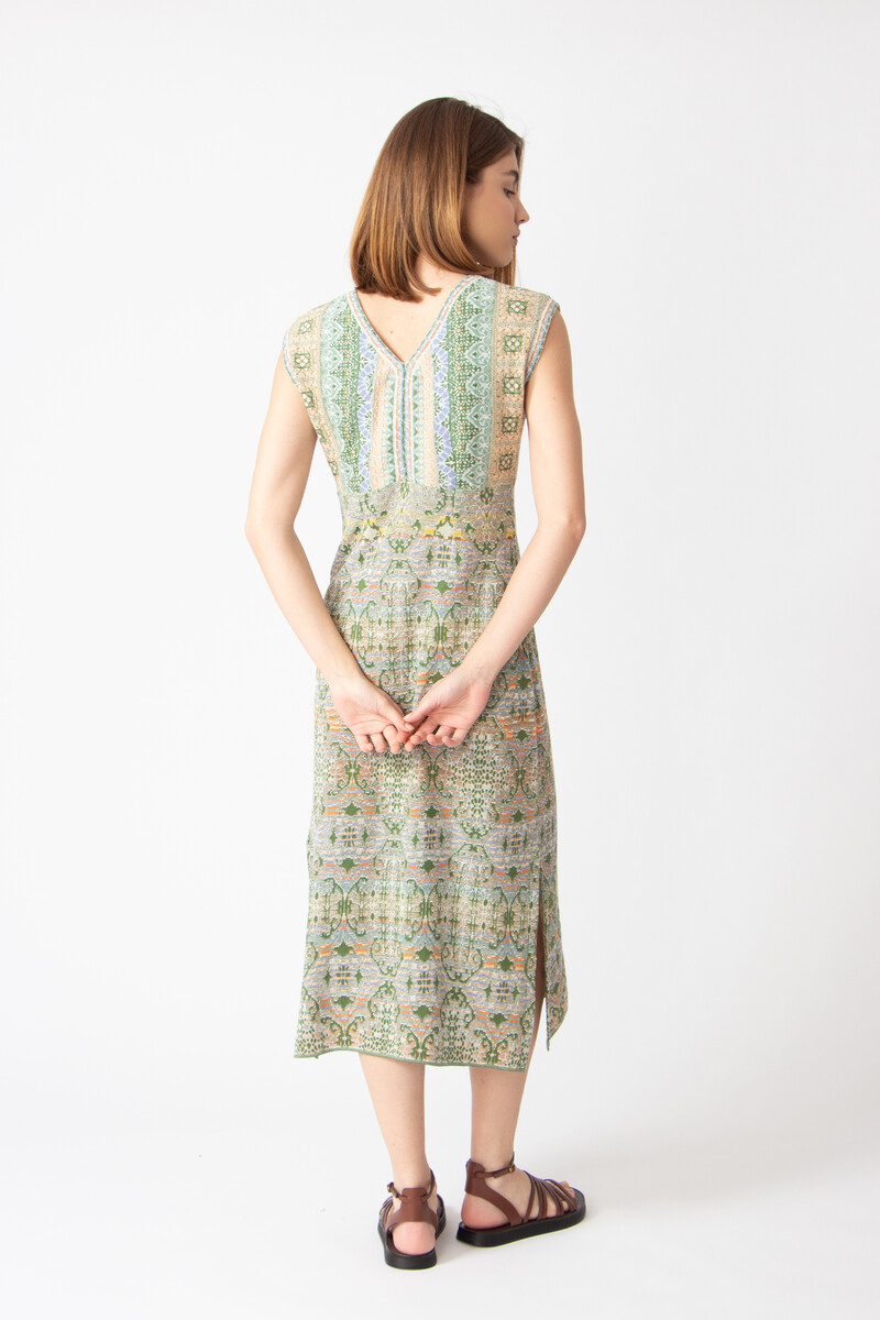 IVKO - Sleeveless Dress Morocco Pattern Pastel Green