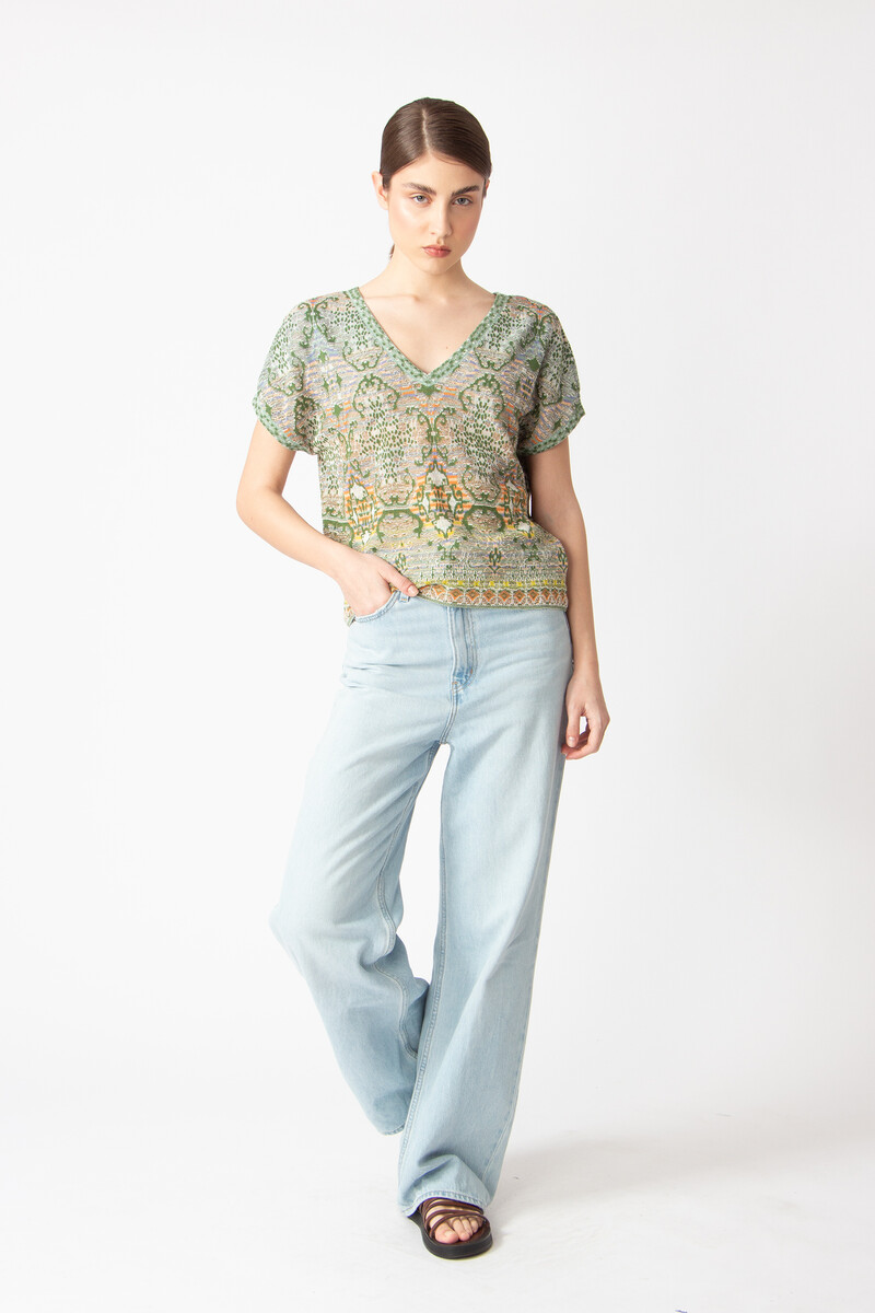 IVKO - V-Neck Pullover Morocco Pattern Pastel Green
