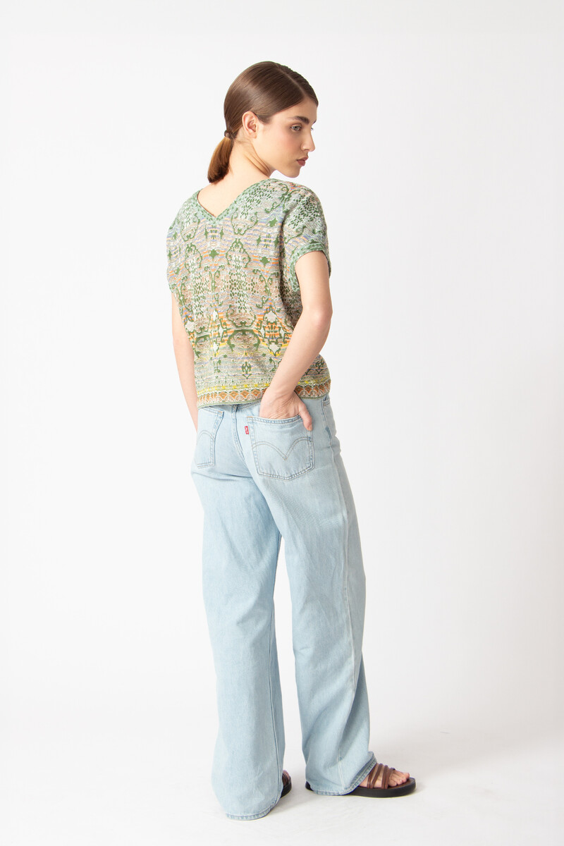 IVKO - V-Neck Pullover Morocco Pattern Pastel Green