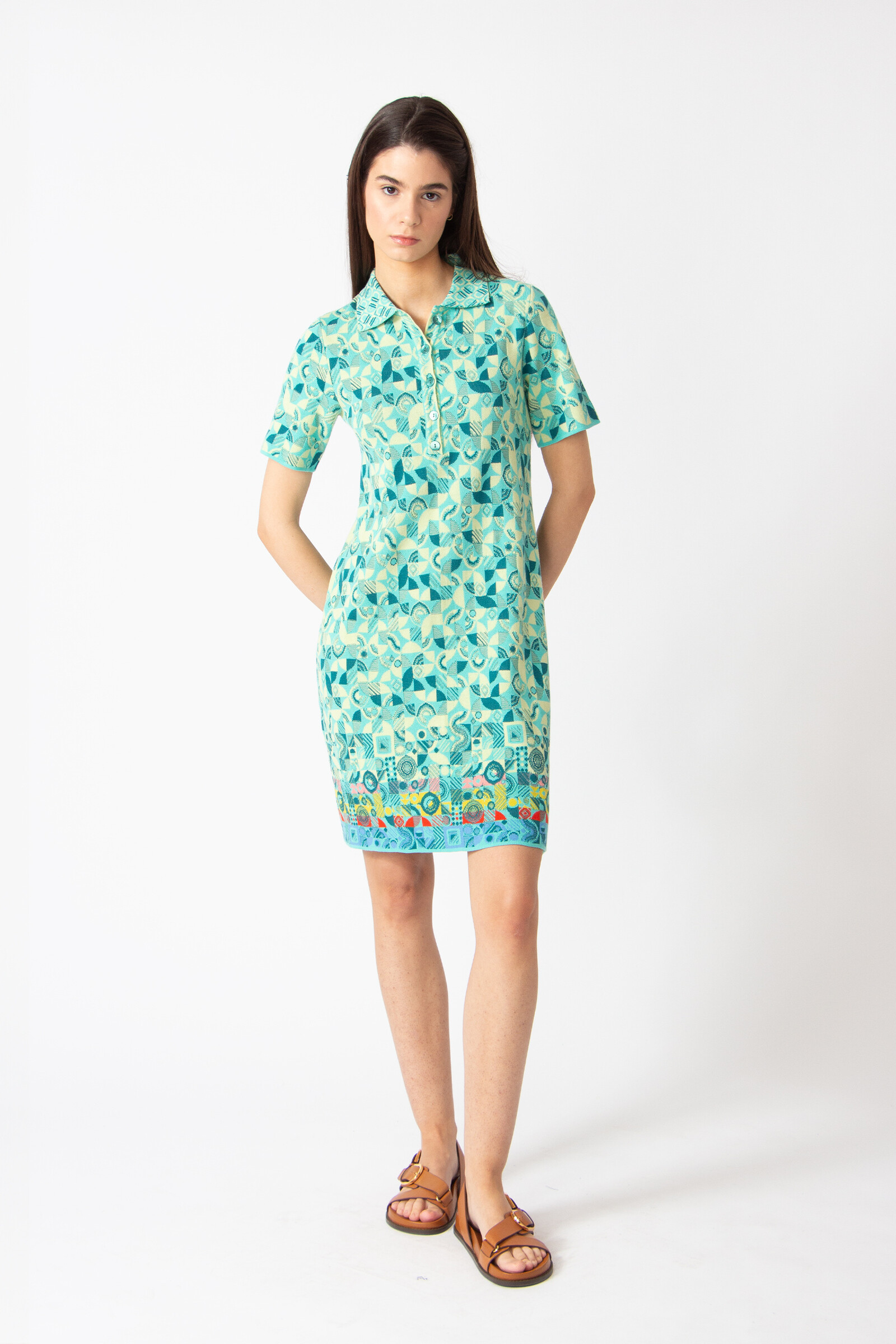 IVKO  Woman IVKO - Knitted Dress Mix & Match Pattern Aqua